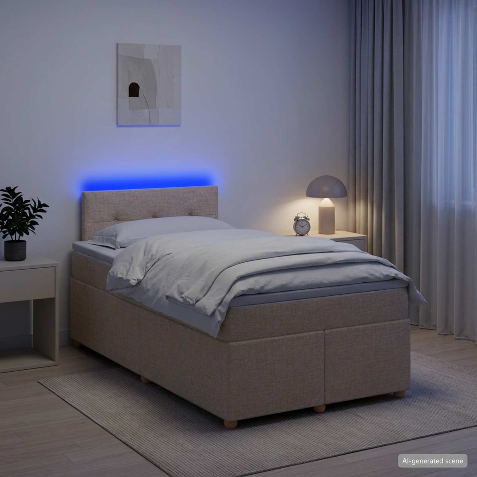 vidaXL Континентално легло с матрак Кремаво 120 x 190 cm Текстил