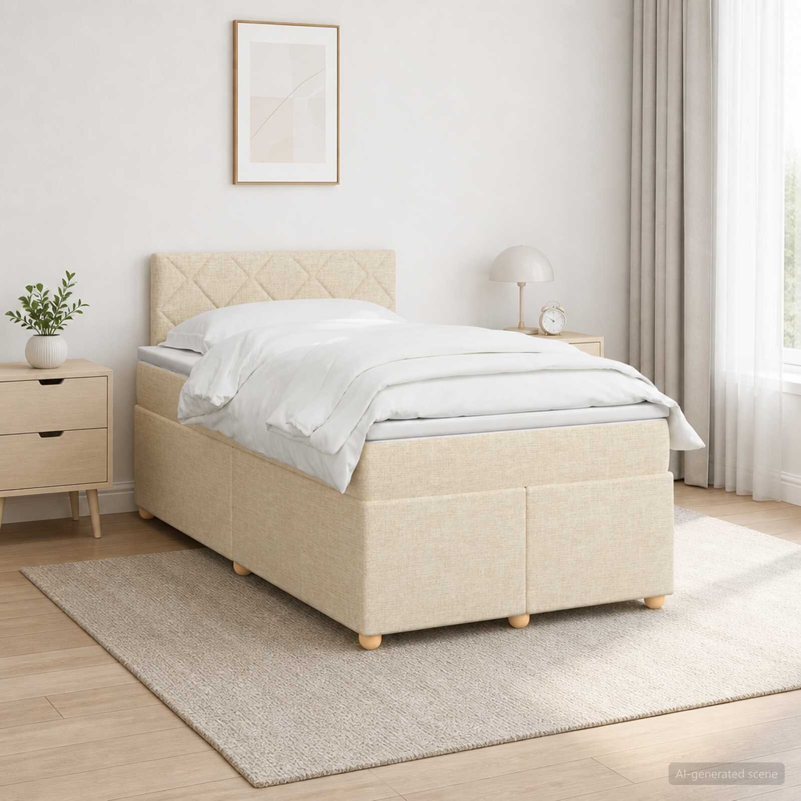 vidaXL Континентално легло с матрак Кремаво 120 x 190 cm Текстил