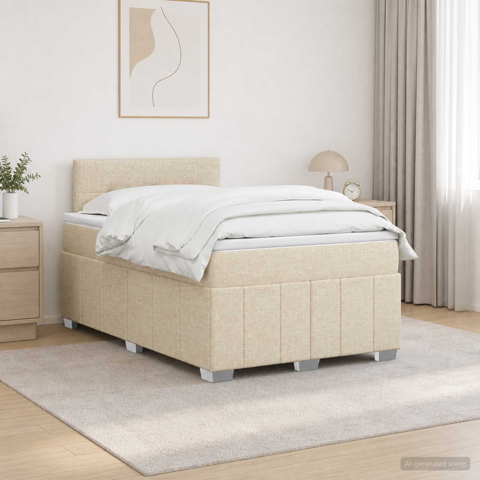 vidaXL Континентално легло с матрак Кремаво 120 x 190 cm Текстил