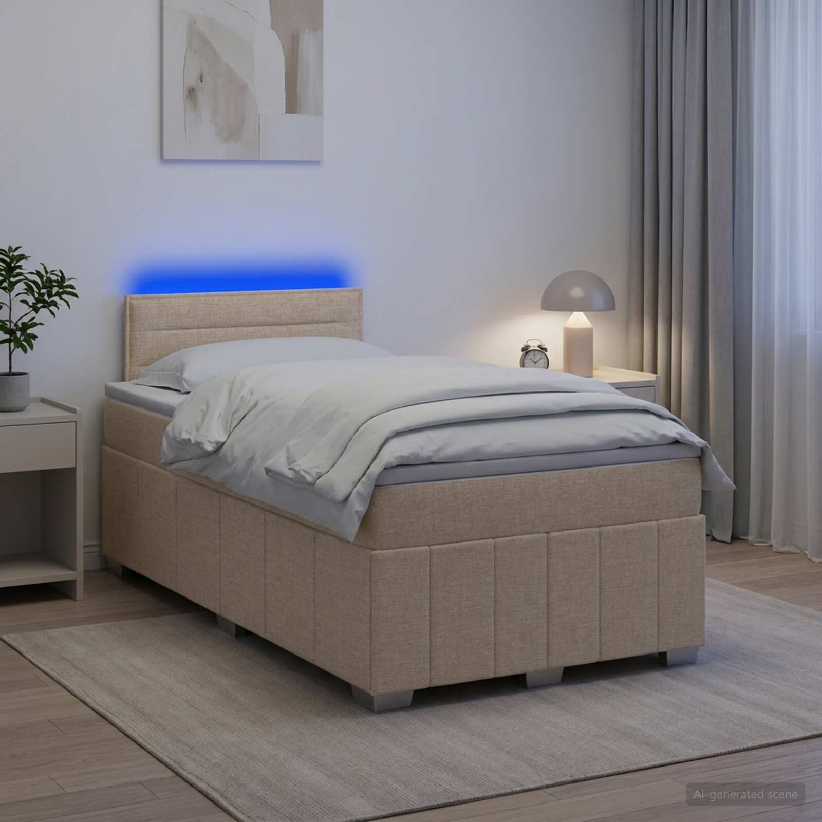 vidaXL Континентално легло с матрак Кремаво 120 x 190 cm Текстил