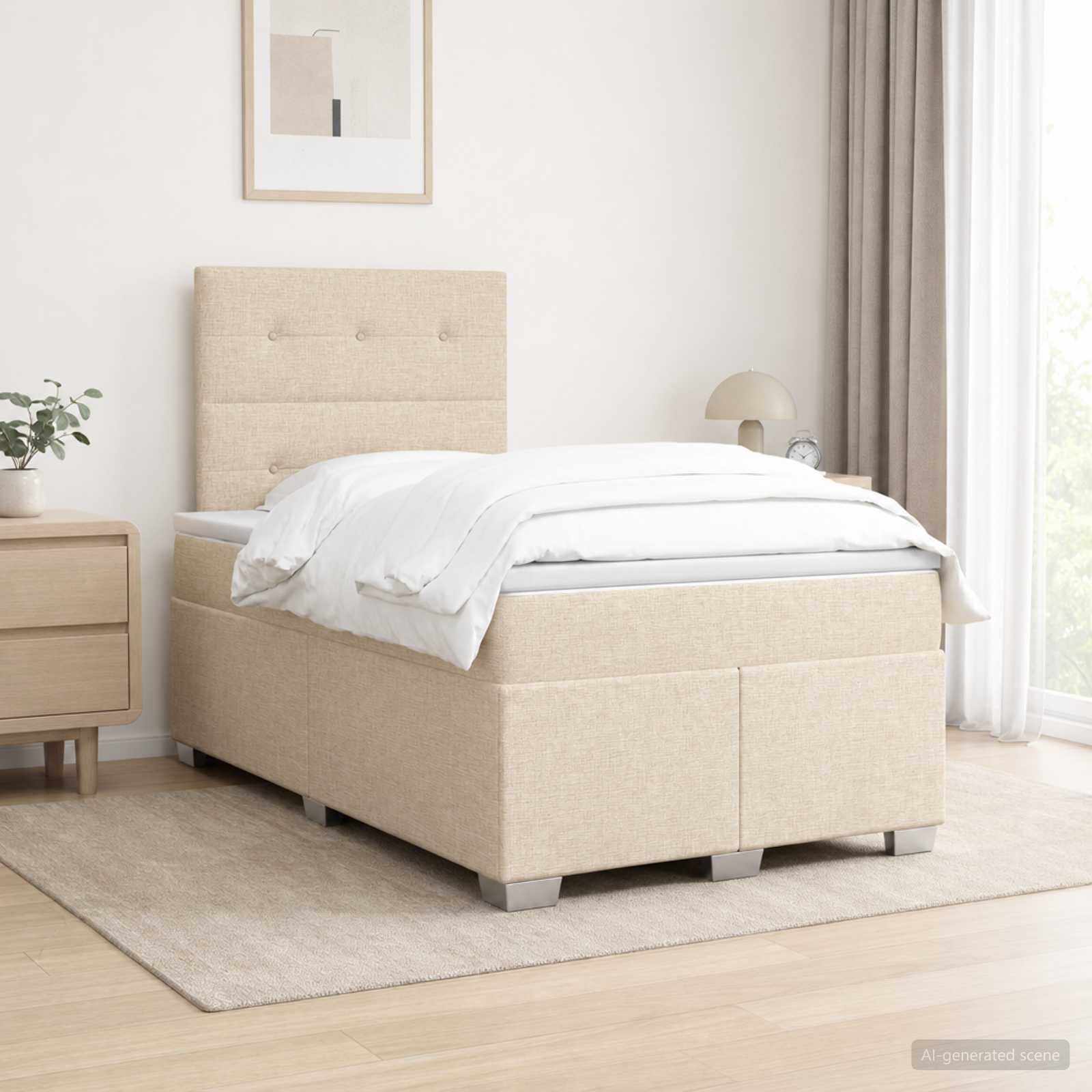 vidaXL Континентално легло с матрак Кремаво 120 x 190 cm Текстил