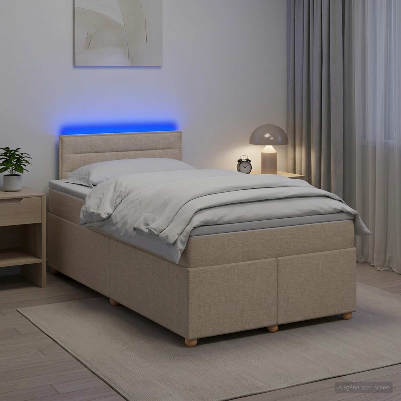 vidaXL Континентално легло с матрак Кремаво 120 x 200 cm Текстил