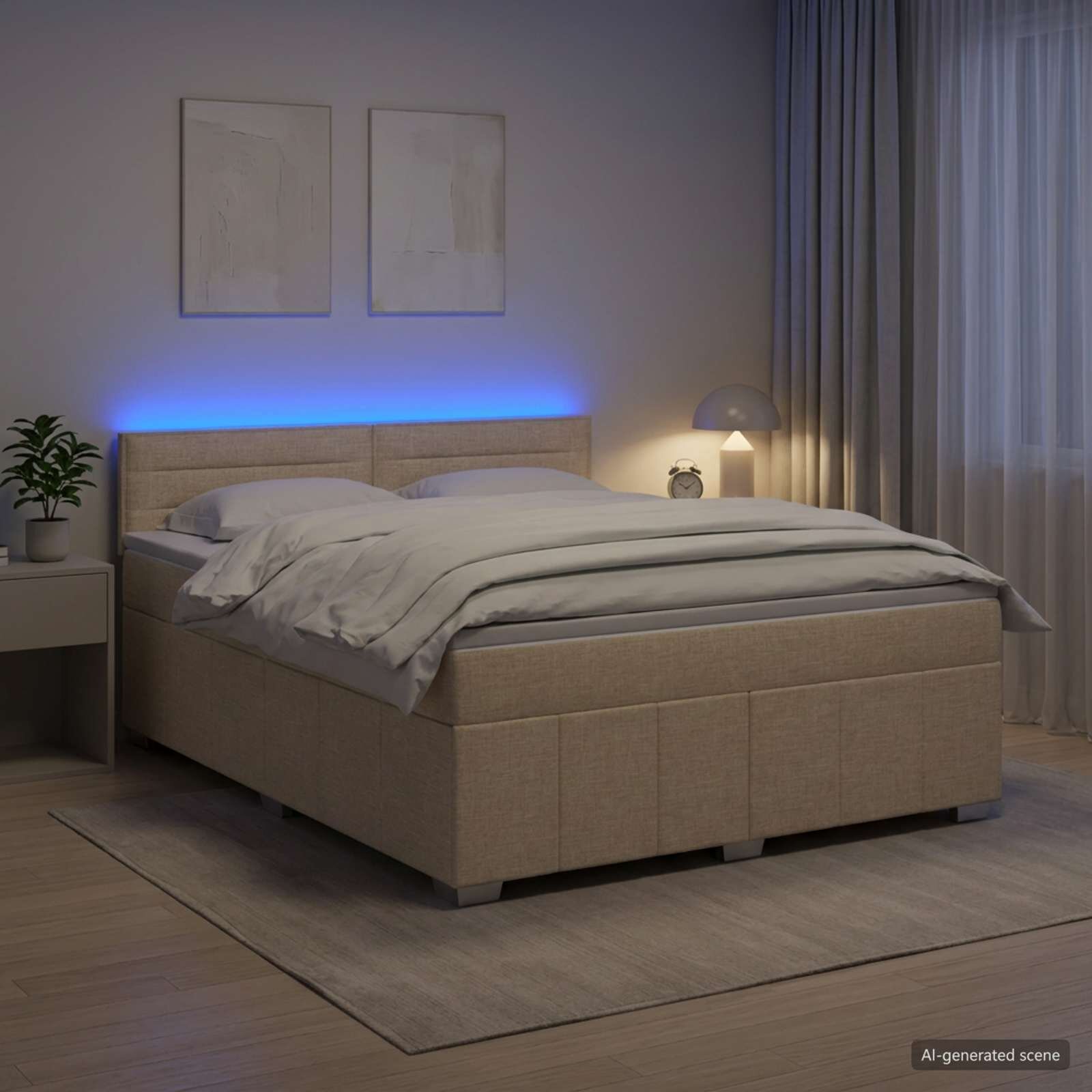 vidaXL Континентално легло с матрак Кремаво 140 x 190 cm Текстил