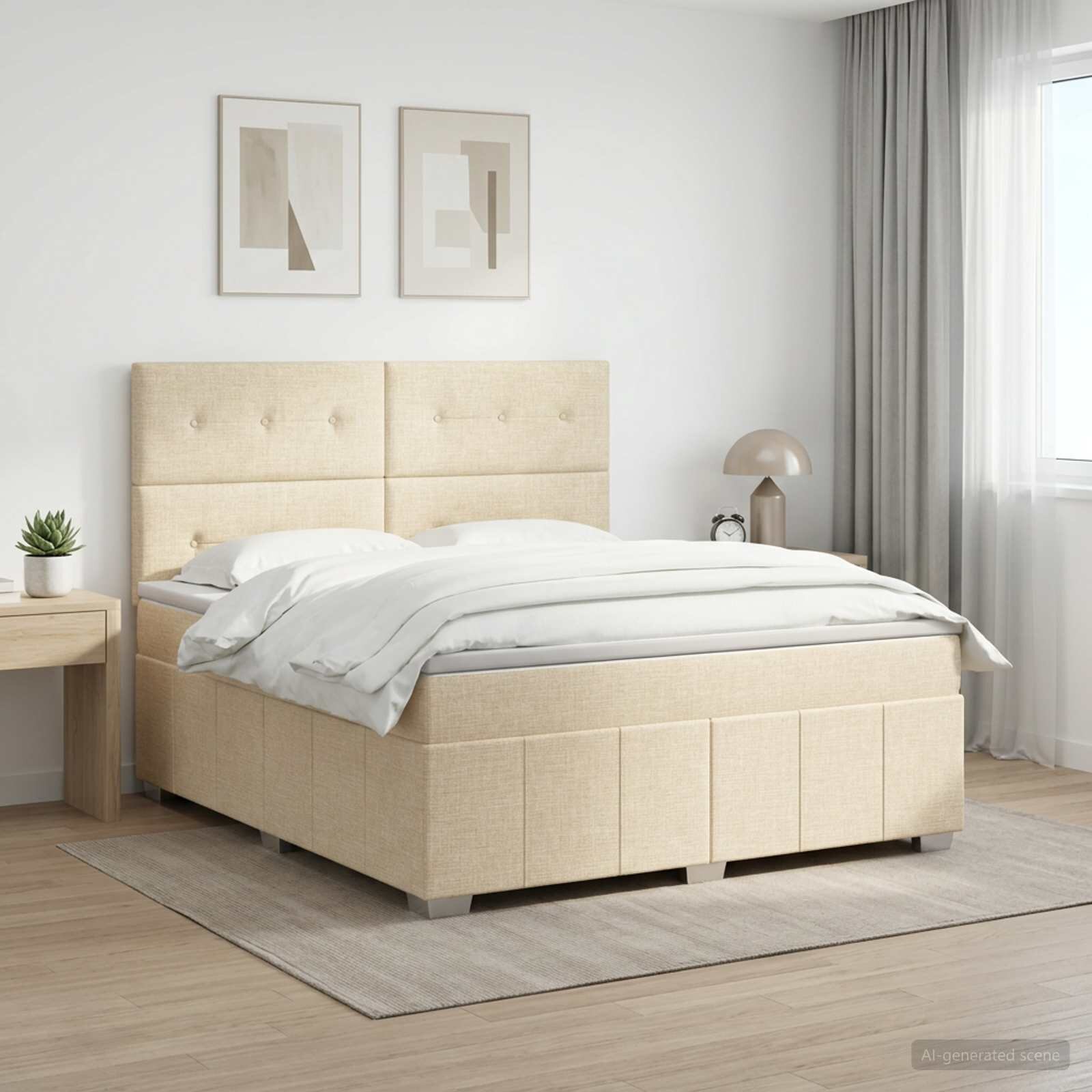 vidaXL Континентално легло с матрак Кремаво 140 x 190 cm Текстил