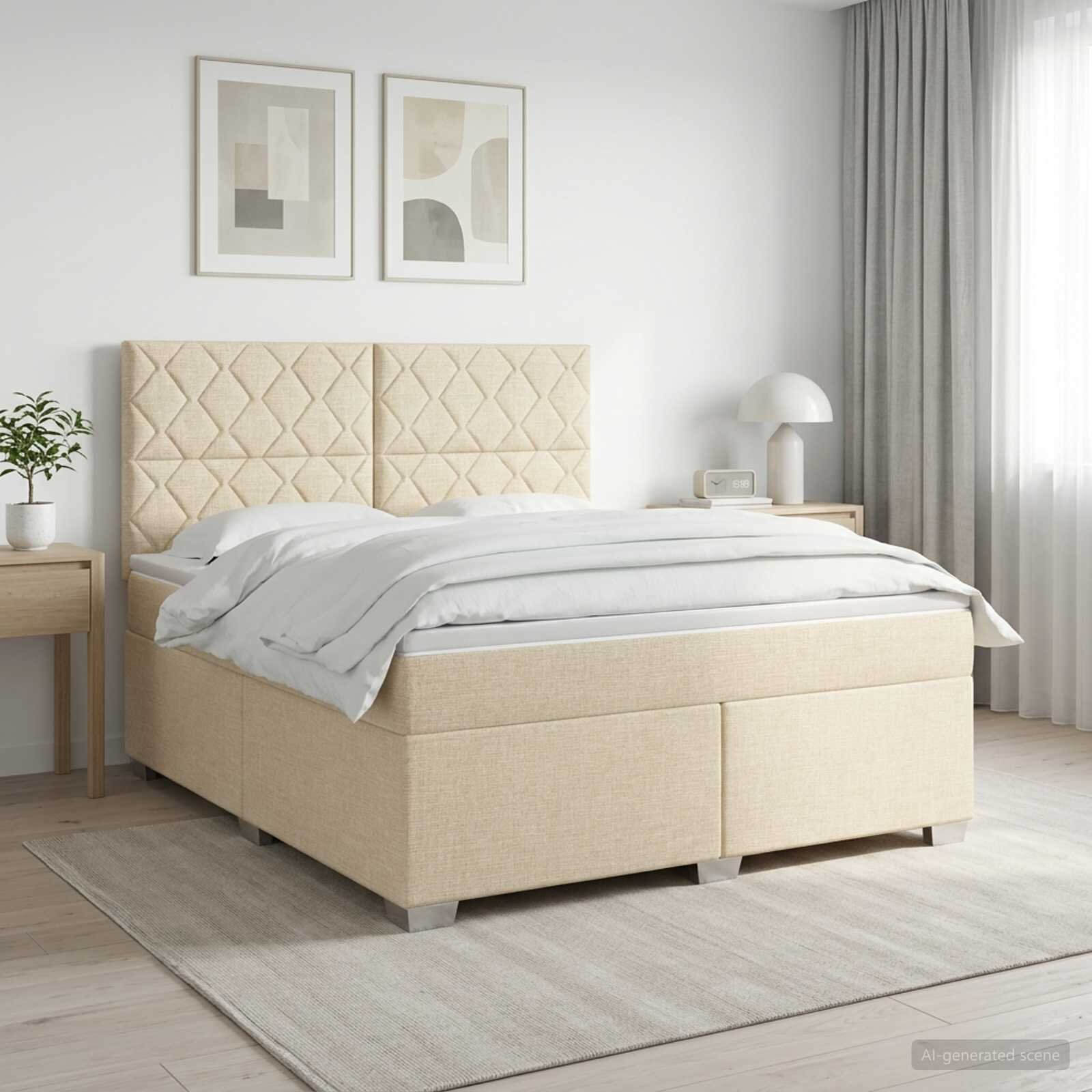 vidaXL Континентално легло с матрак Кремаво 160 x 200 cm Текстил