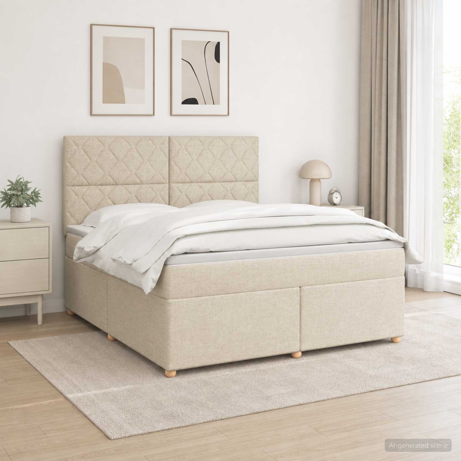 vidaXL Континентално легло с матрак Кремаво 160 x 200 cm Текстил