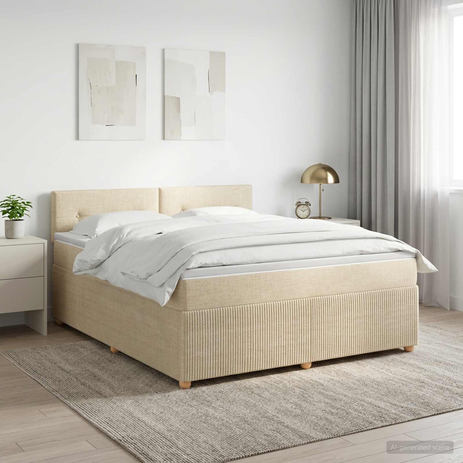 vidaXL Континентално легло с матрак Кремаво 180 x 200 cm Текстил