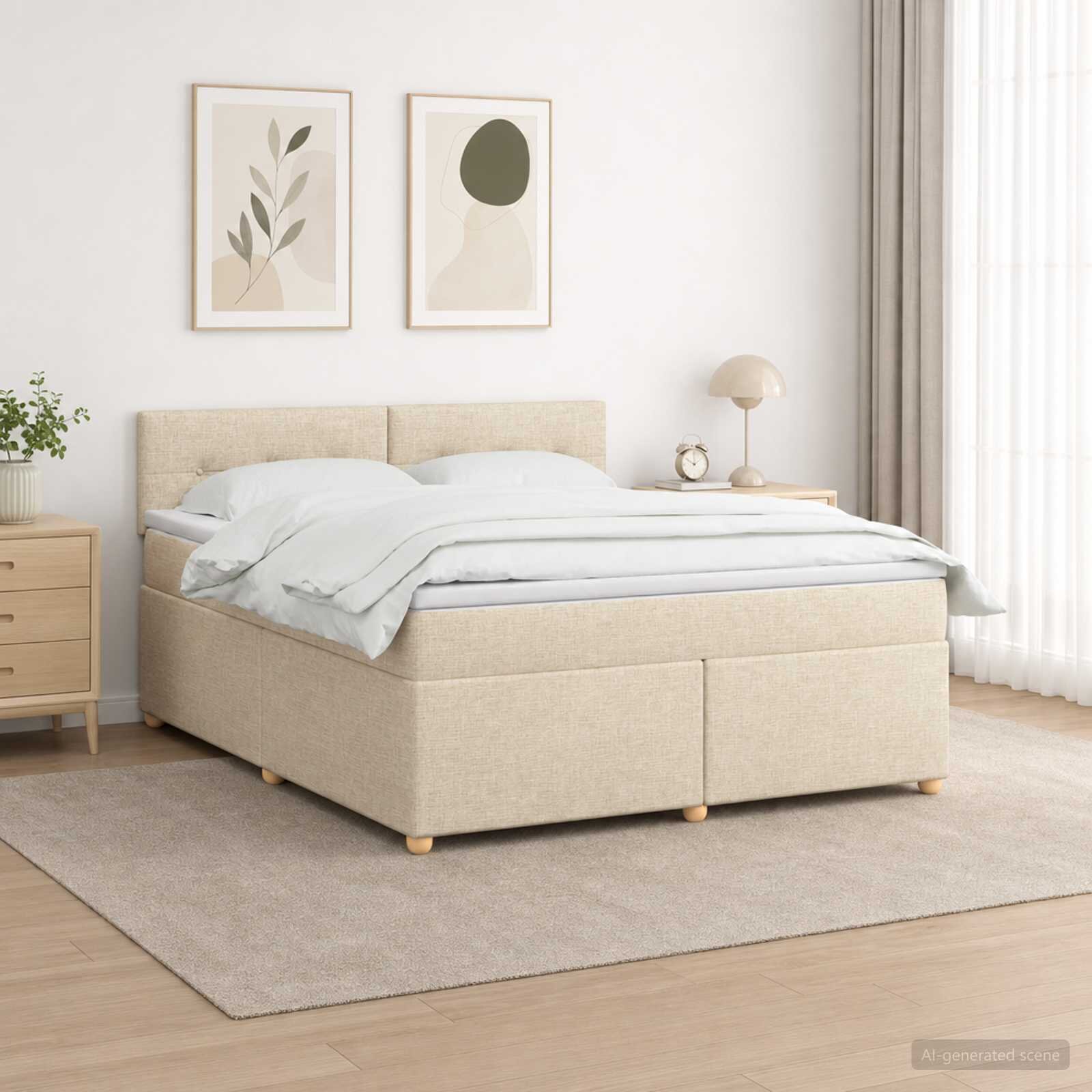 vidaXL Континентално легло с матрак Кремаво 180 x 200 cm Текстил