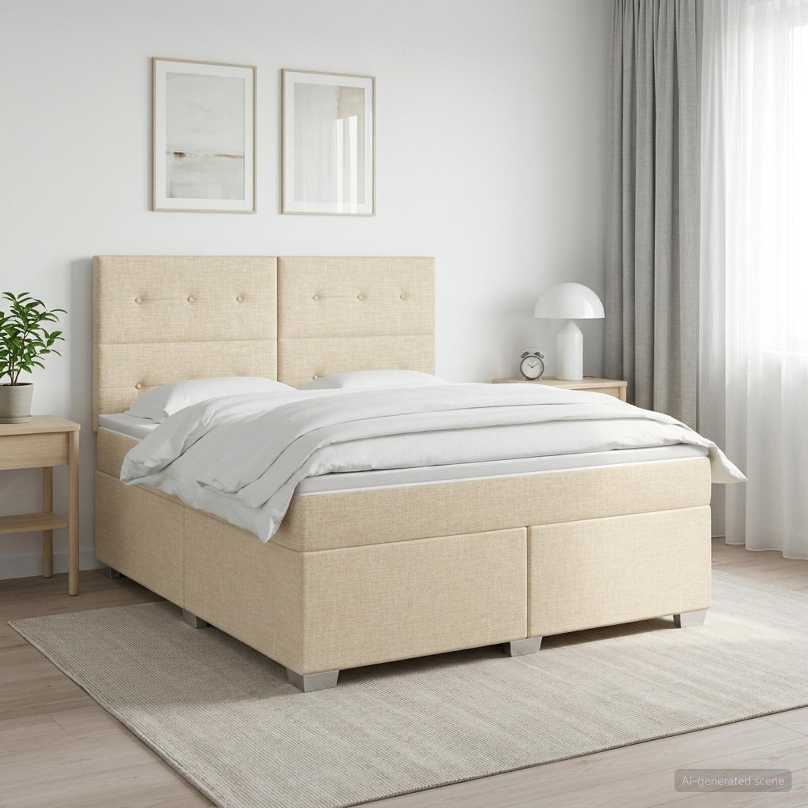 vidaXL Континентално легло с матрак Кремаво 180 x 200 cm Текстил