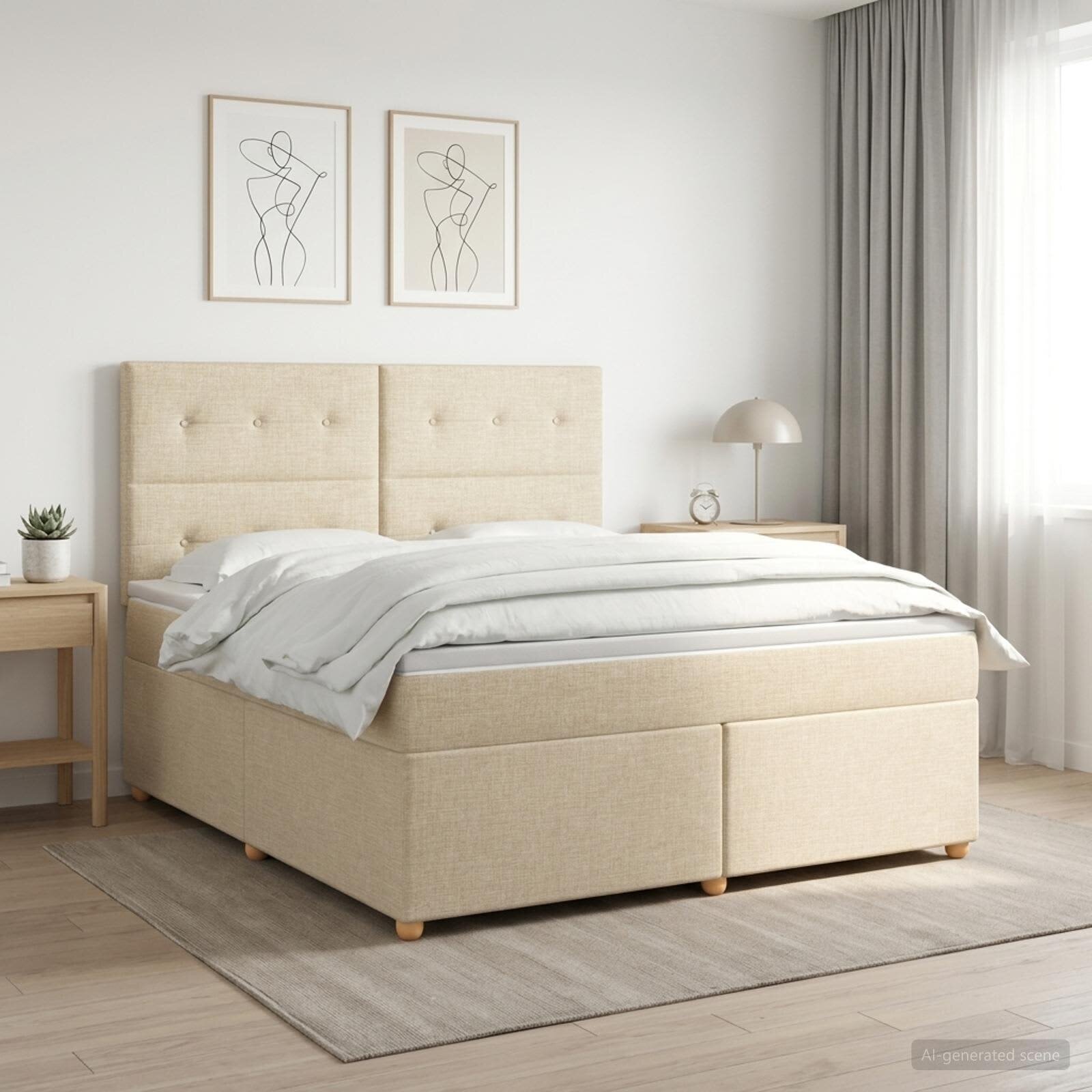 vidaXL Континентално легло с матрак Кремаво 180 x 200 cm Текстил