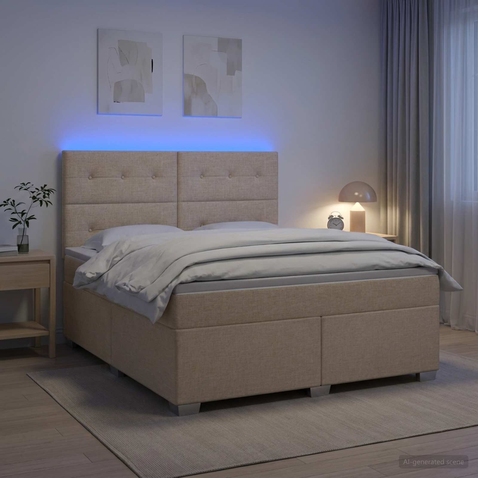 vidaXL Континентално легло с матрак Кремаво 180 x 200 cm Текстил