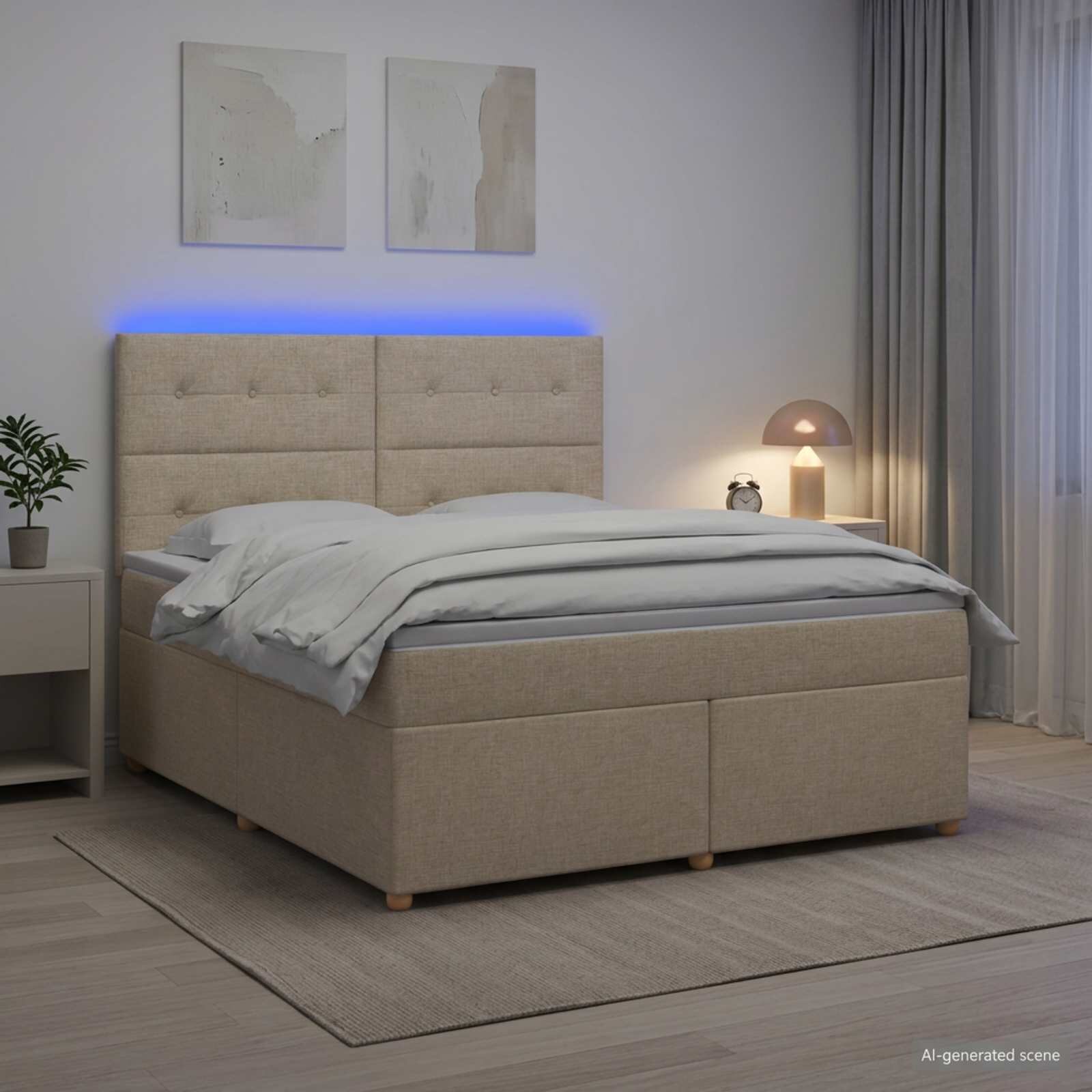 vidaXL Континентално легло с матрак Кремаво 180 x 200 cm Текстил