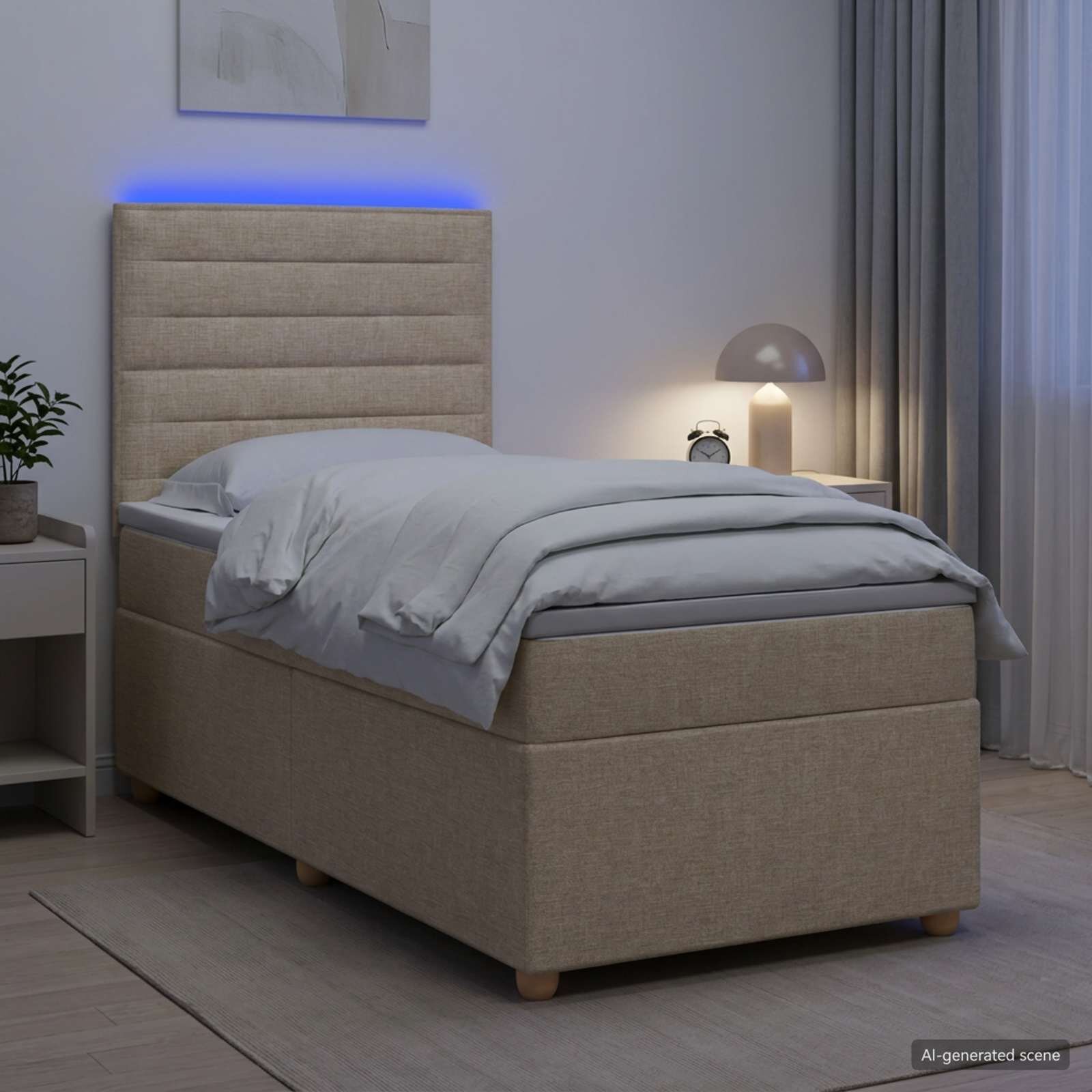 vidaXL Континентално легло с матрак Кремаво 90 x 200 cm Текстил