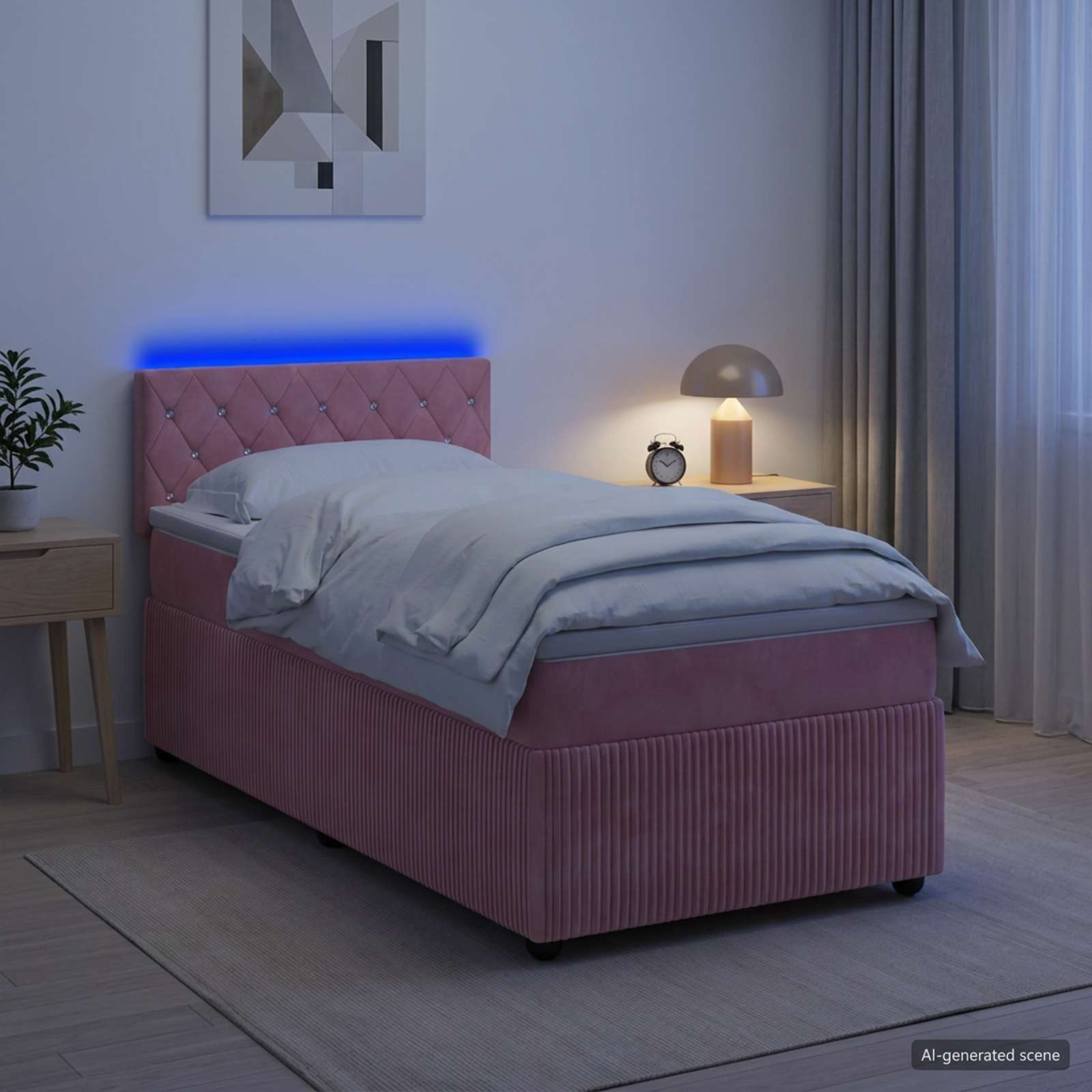 vidaXL Континентално легло с матрак Розово 100 x 200 cm Кадифе
