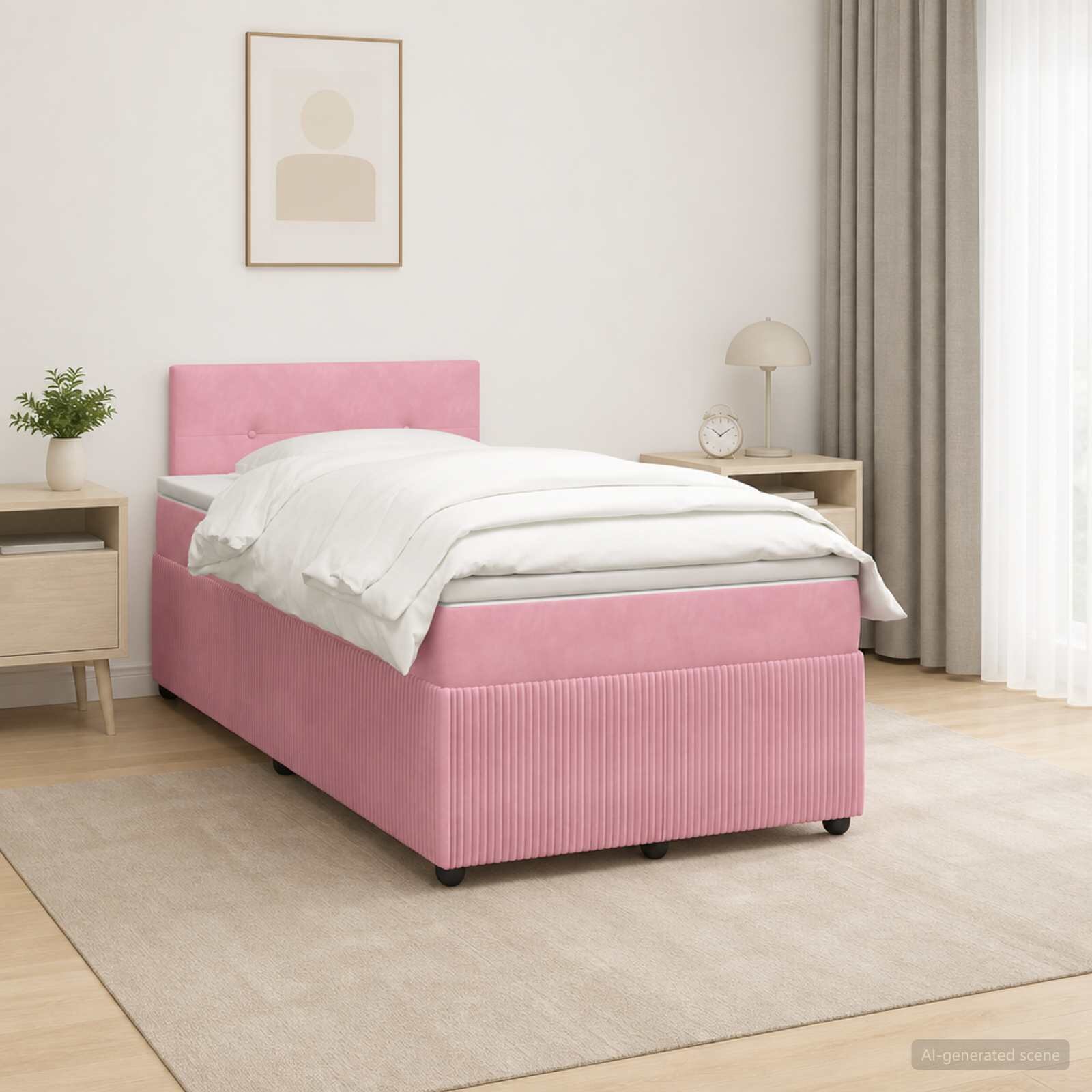 vidaXL Континентално легло с матрак Розово 120 x 190 cm Кадифе