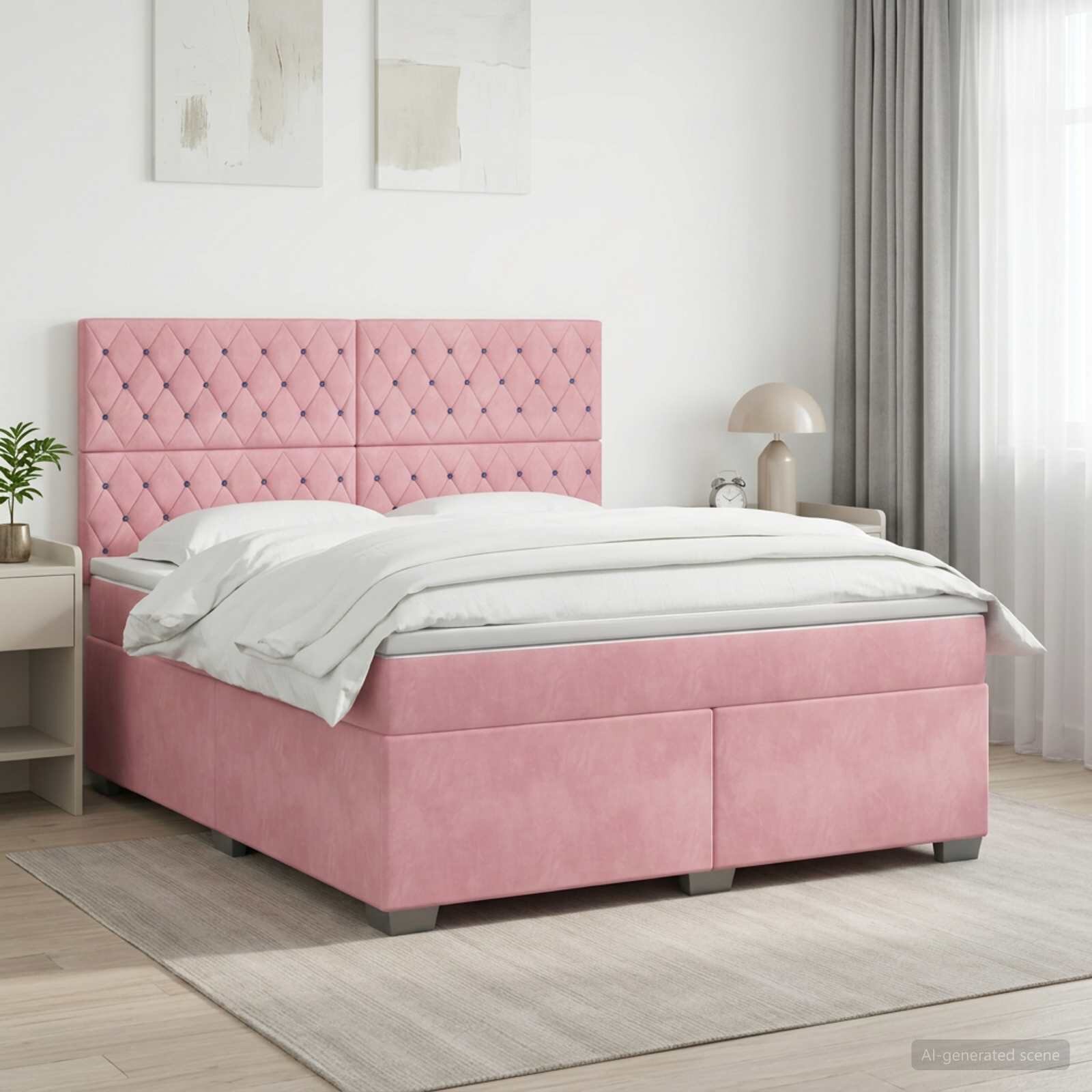 vidaXL Континентално легло с матрак Розово 140 x 200 cm Кадифе