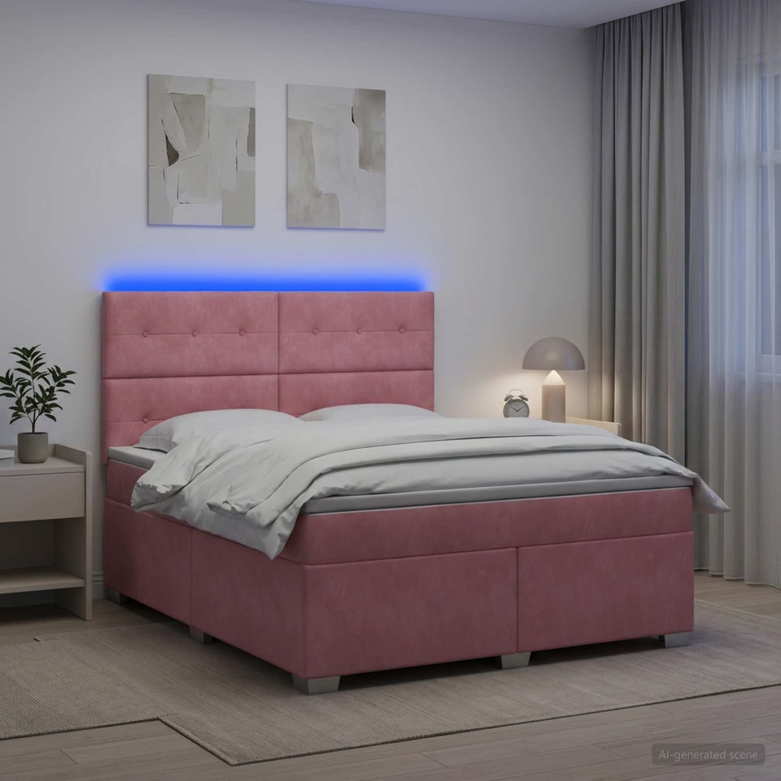 vidaXL Континентално легло с матрак Розово 160 x 200 cm Кадифе