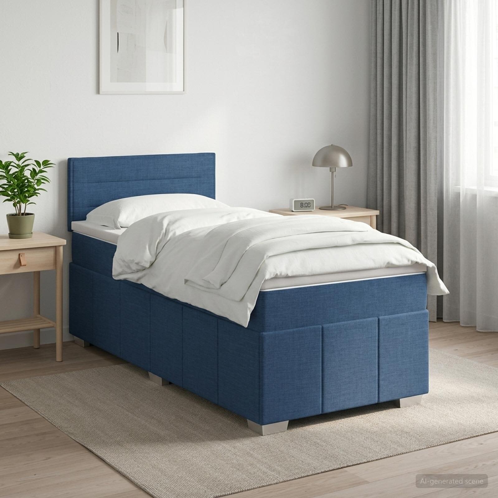 vidaXL Континентално легло с матрак Синьо 100 x 200 cm Текстил