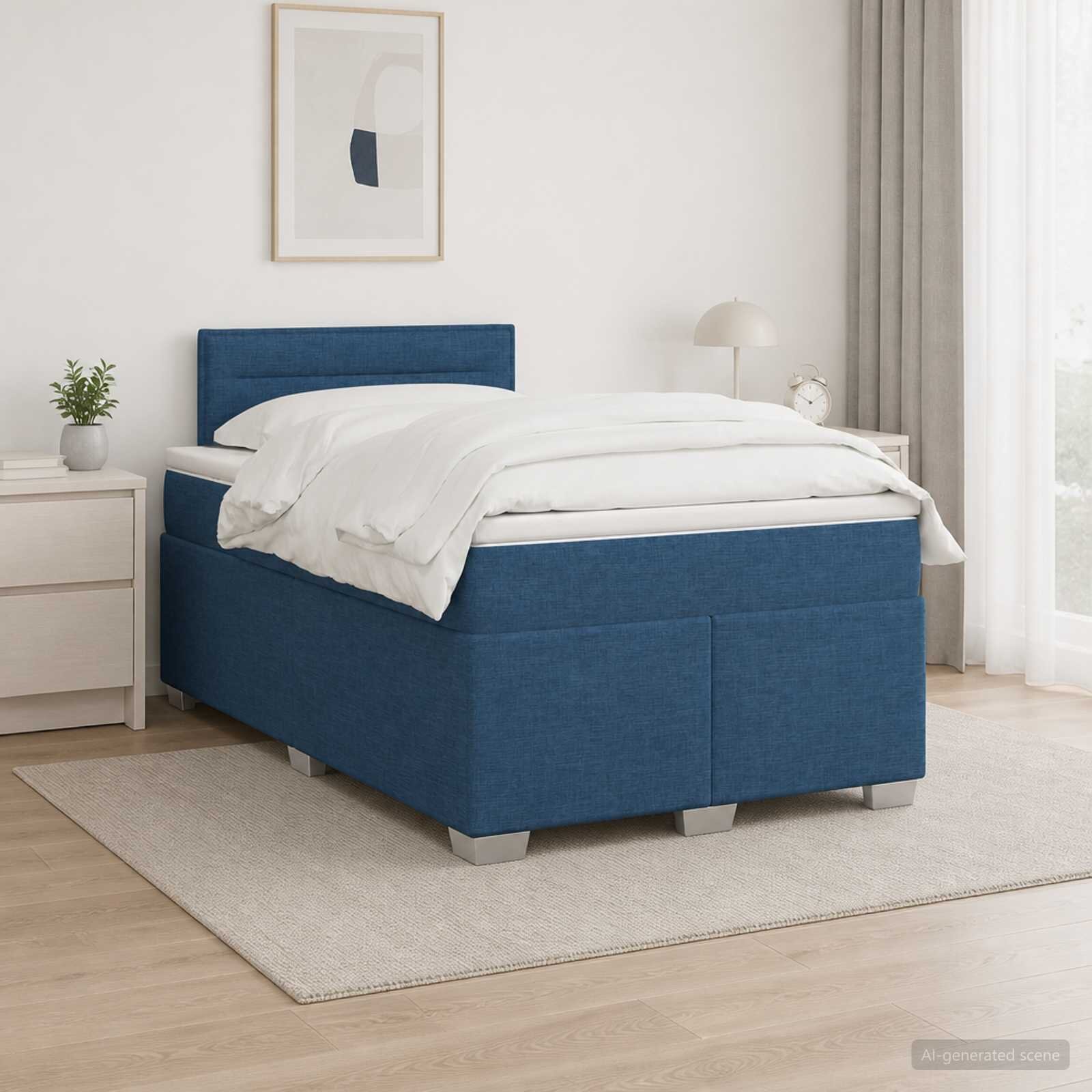 vidaXL Континентално легло с матрак Синьо 120 x 190 cm Текстил