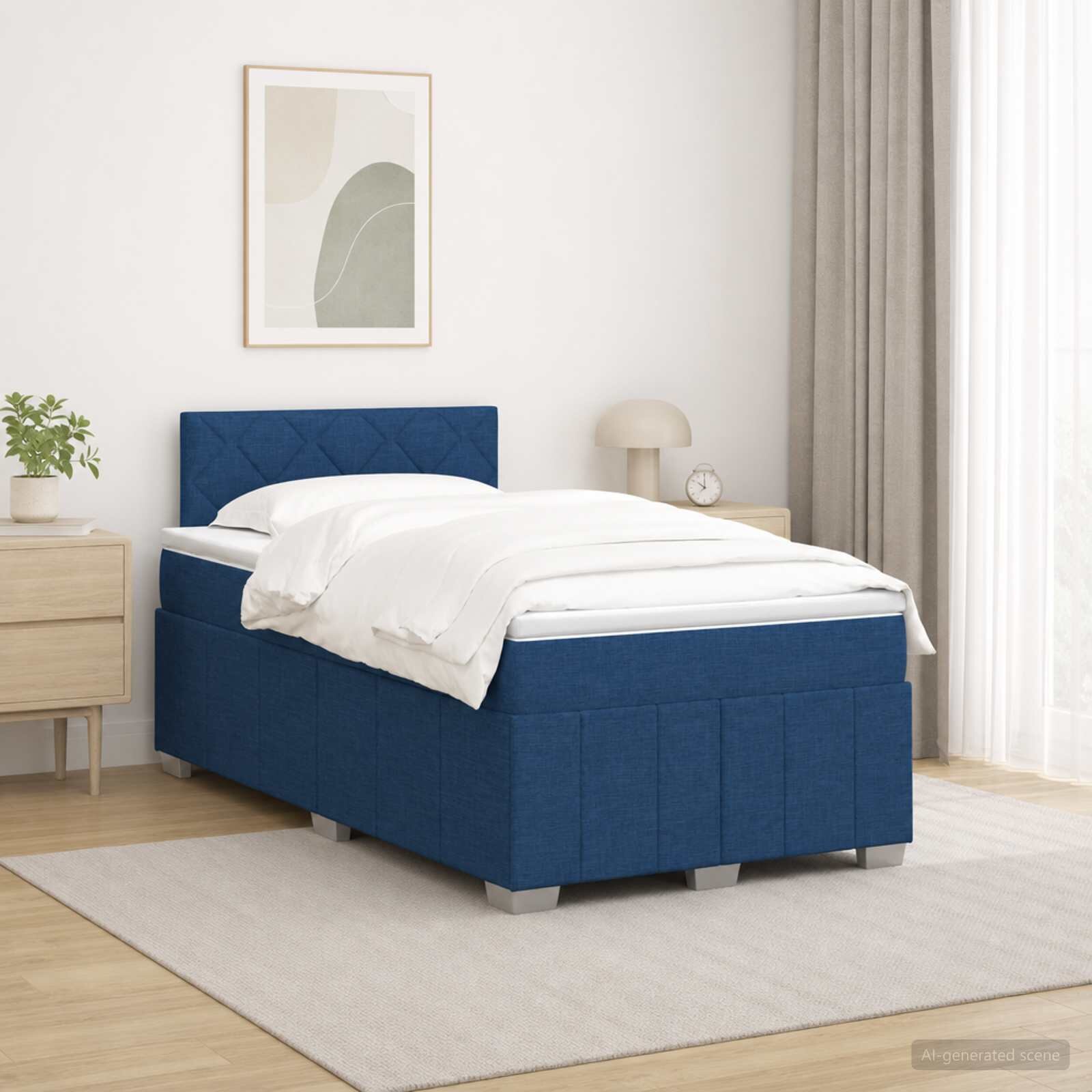 vidaXL Континентално легло с матрак Синьо 120 x 190 cm Текстил
