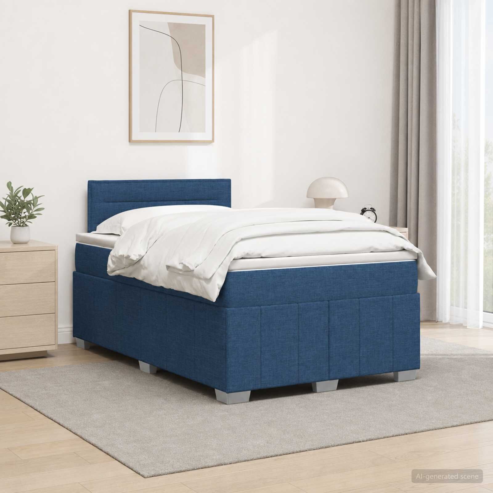 vidaXL Континентално легло с матрак Синьо 120 x 190 cm Текстил