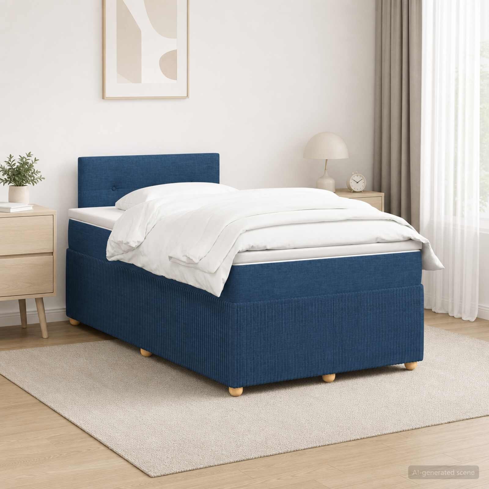 vidaXL Континентално легло с матрак Синьо 120 x 190 cm Текстил