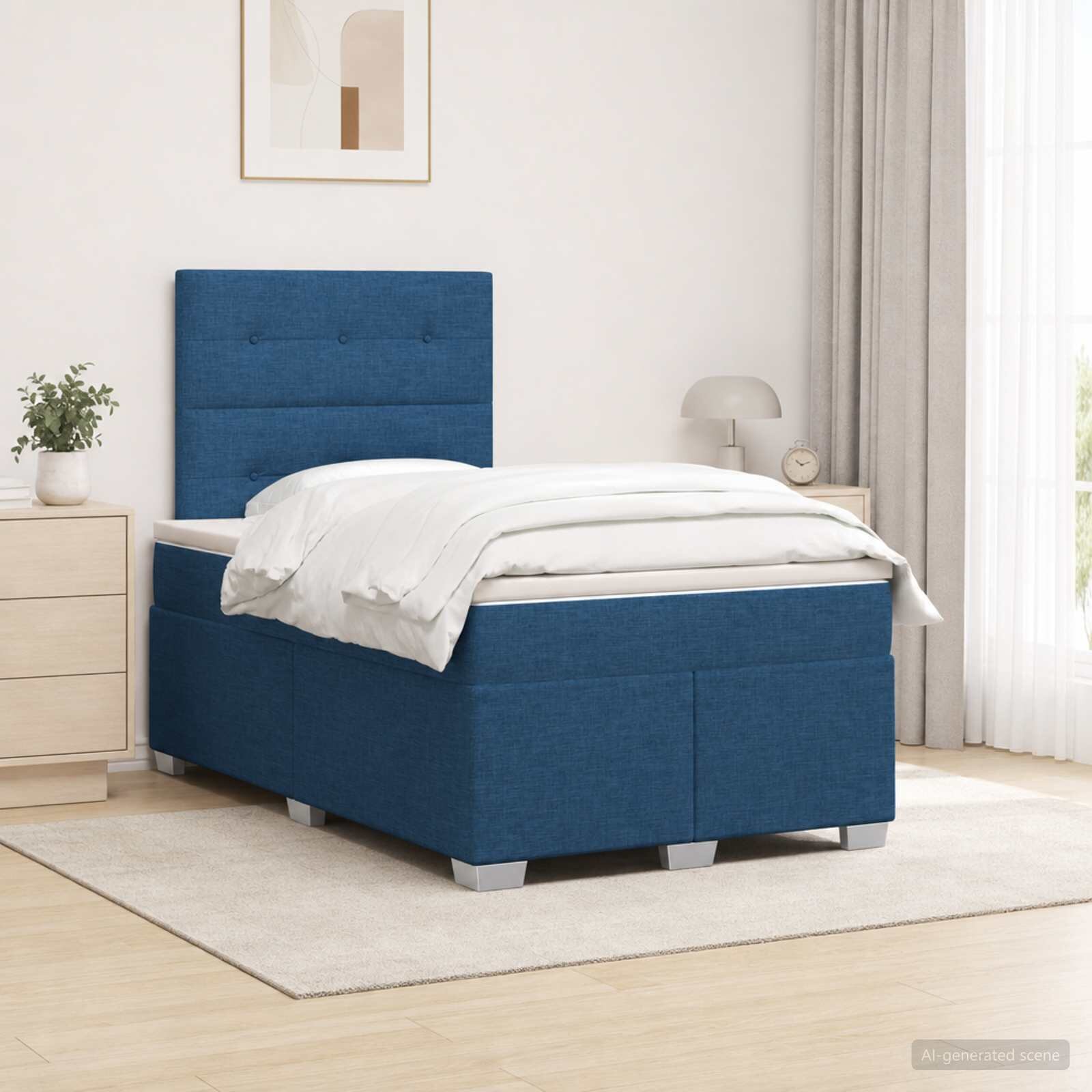 vidaXL Континентално легло с матрак Синьо 120 x 200 cm Текстил