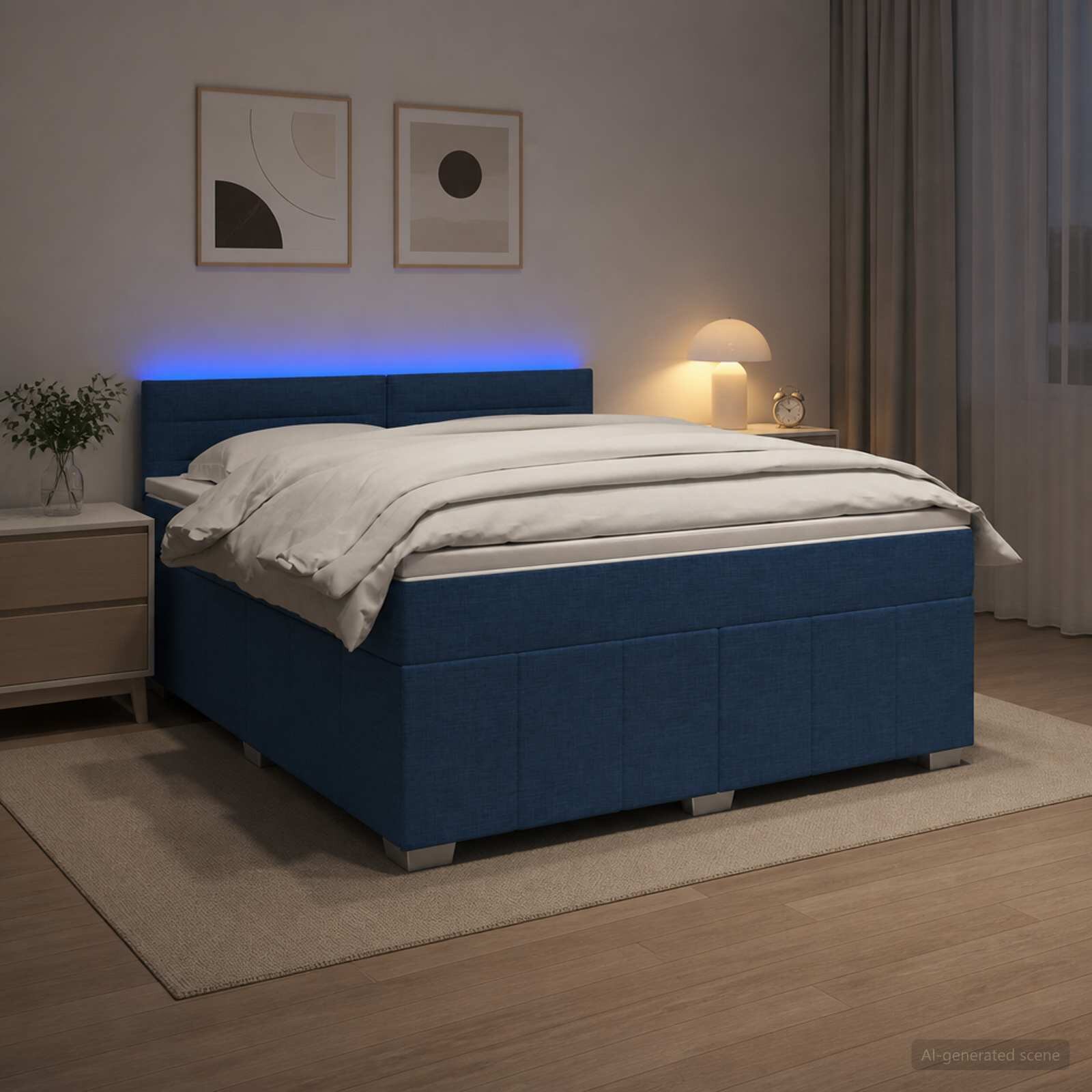 vidaXL Континентално легло с матрак Синьо 140 x 190 cm Текстил