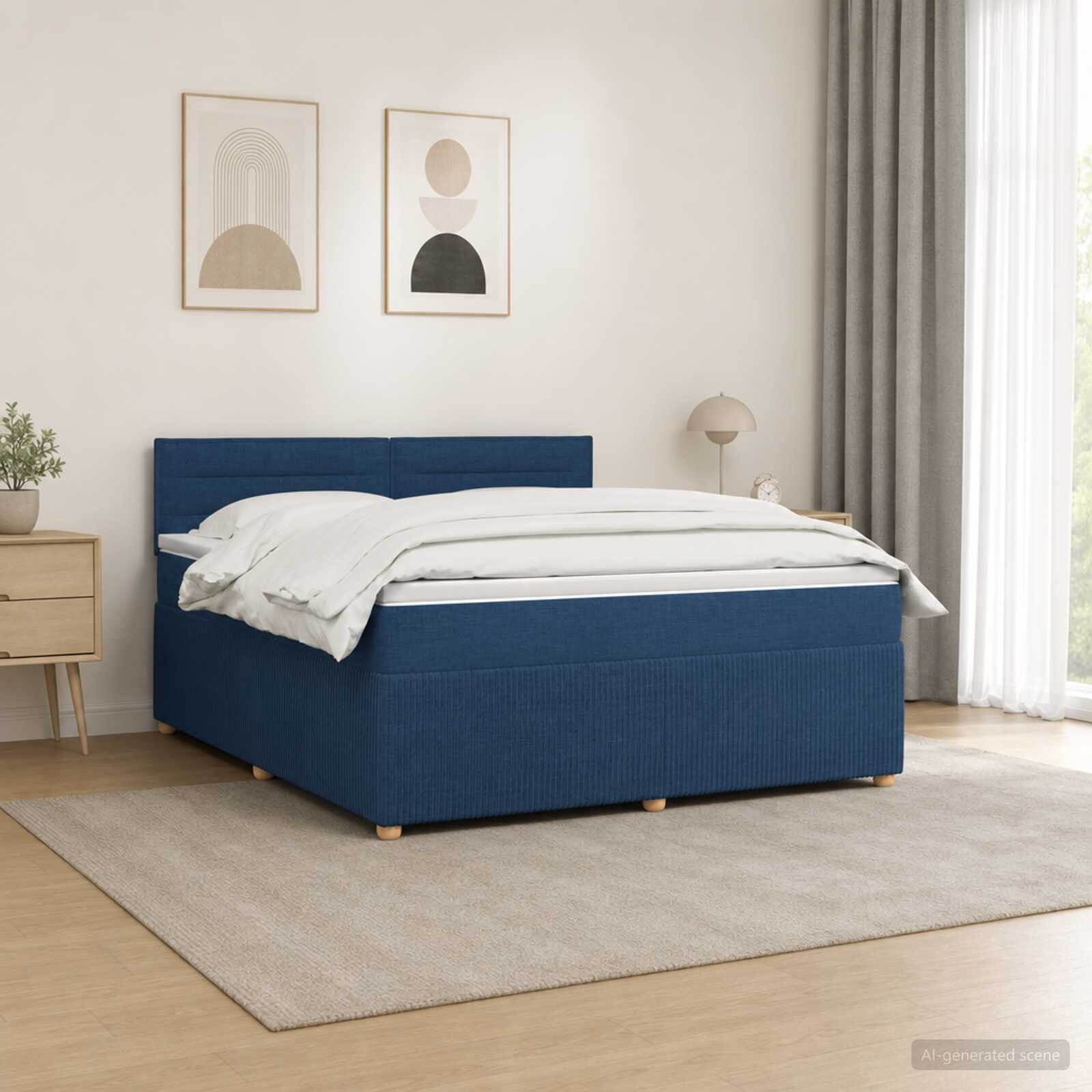 vidaXL Континентално легло с матрак Синьо 140 x 190 cm Текстил