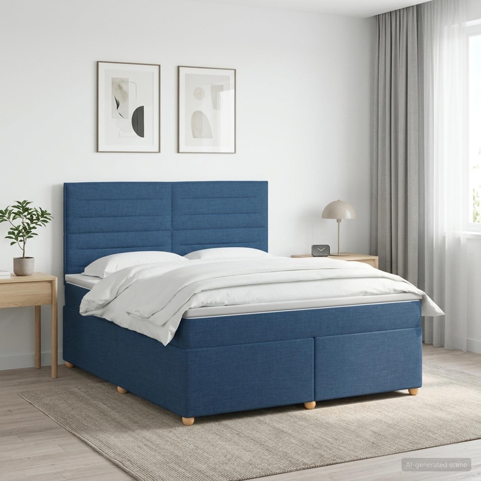 vidaXL Континентално легло с матрак Синьо 140 x 190 cm Текстил