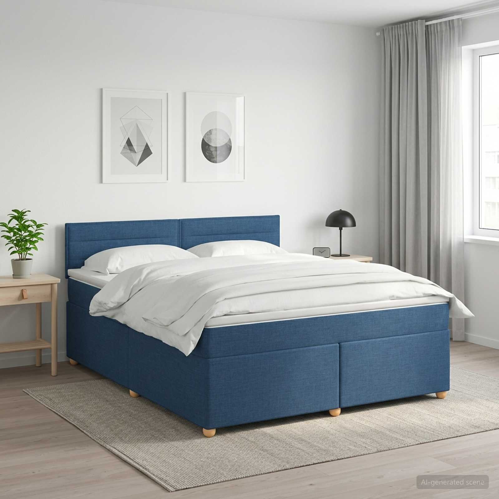 vidaXL Континентално легло с матрак Синьо 140 x 190 cm Текстил