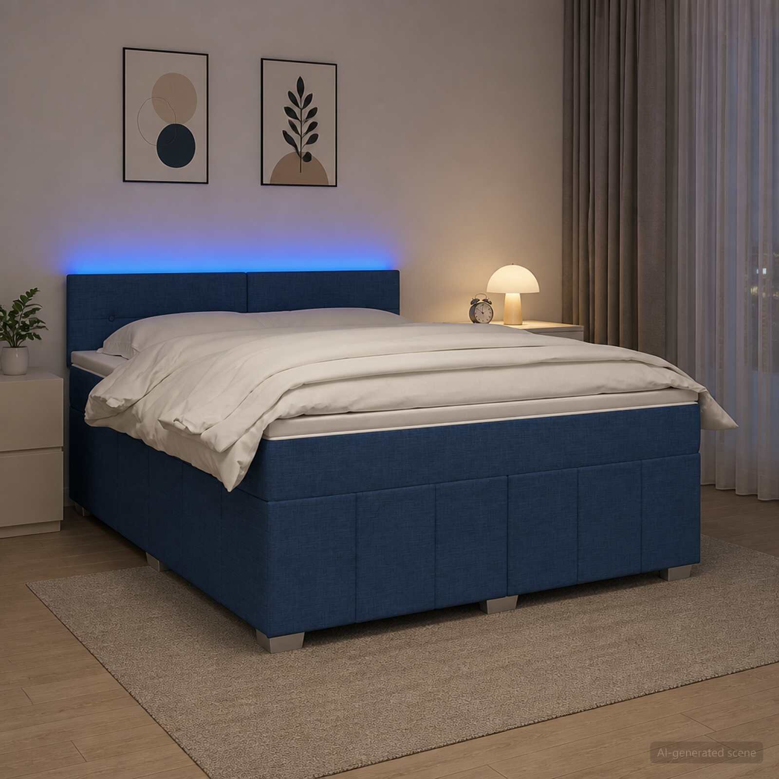 vidaXL Континентално легло с матрак Синьо 140 x 200 cm Текстил