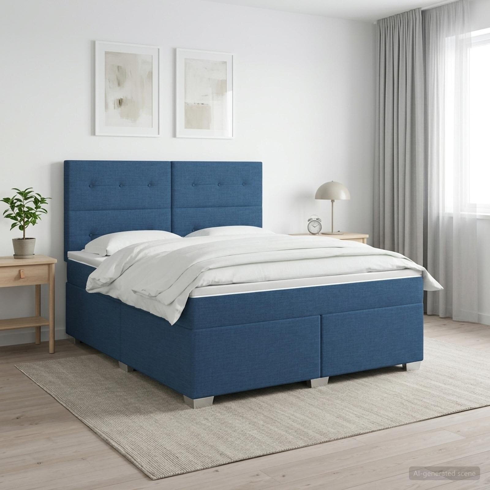vidaXL Континентално легло с матрак Синьо 140 x 200 cm Текстил