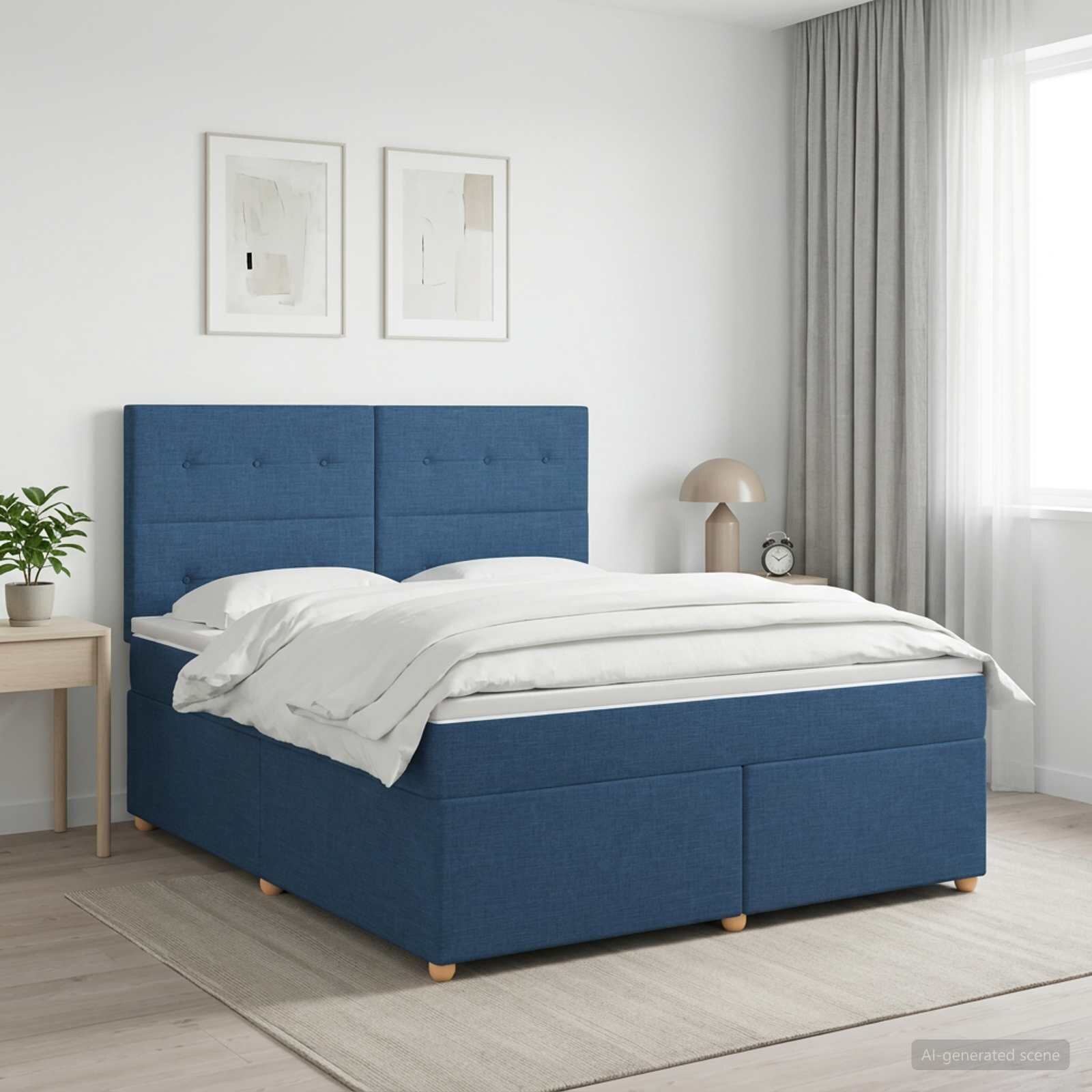 vidaXL Континентално легло с матрак Синьо 140 x 200 cm Текстил