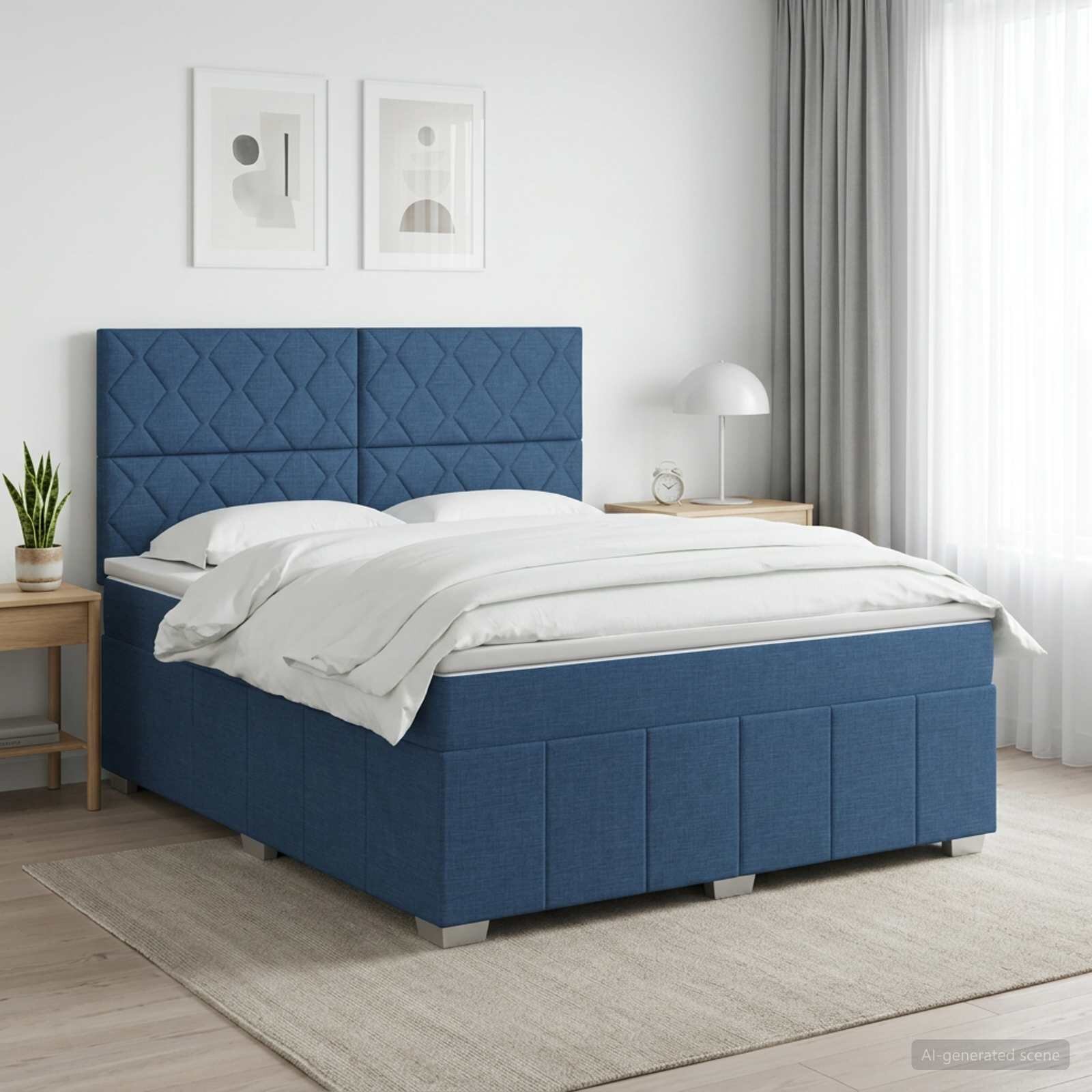 vidaXL Континентално легло с матрак Синьо 140 x 200 cm Текстил