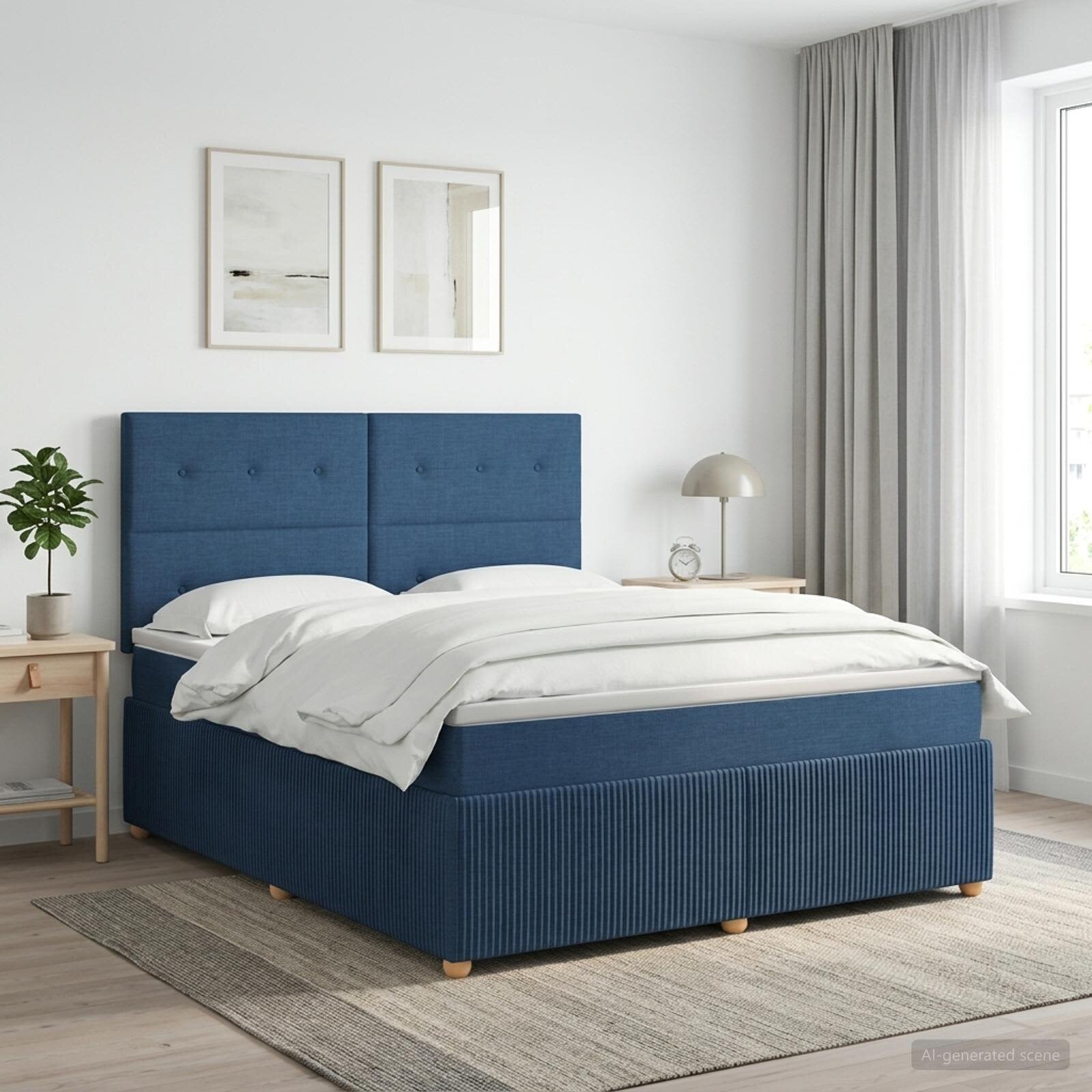 vidaXL Континентално легло с матрак Синьо 160 x 200 cm Текстил