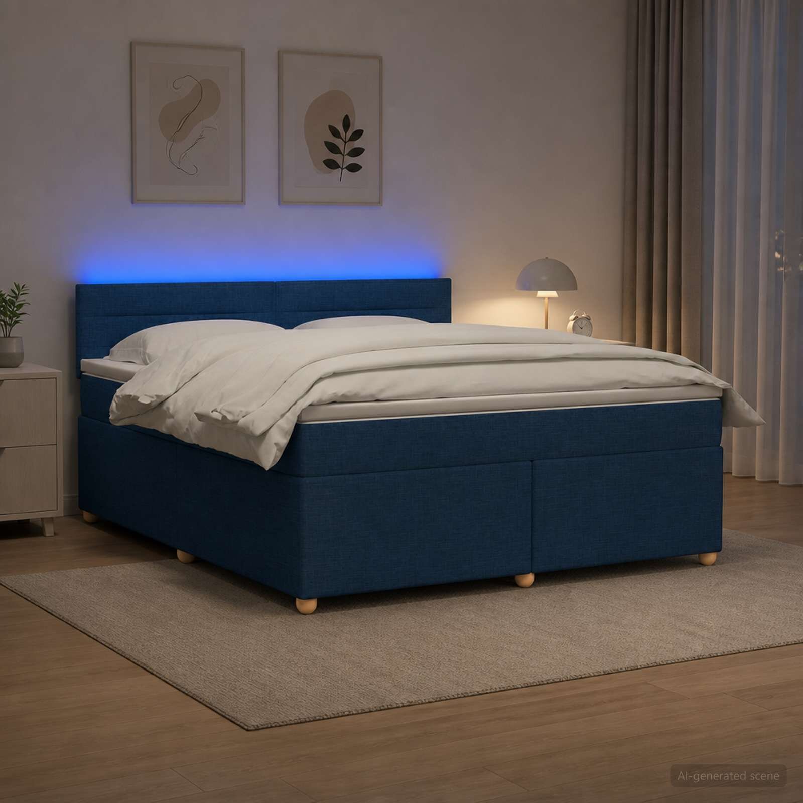 vidaXL Континентално легло с матрак Синьо 180 x 200 cm Текстил