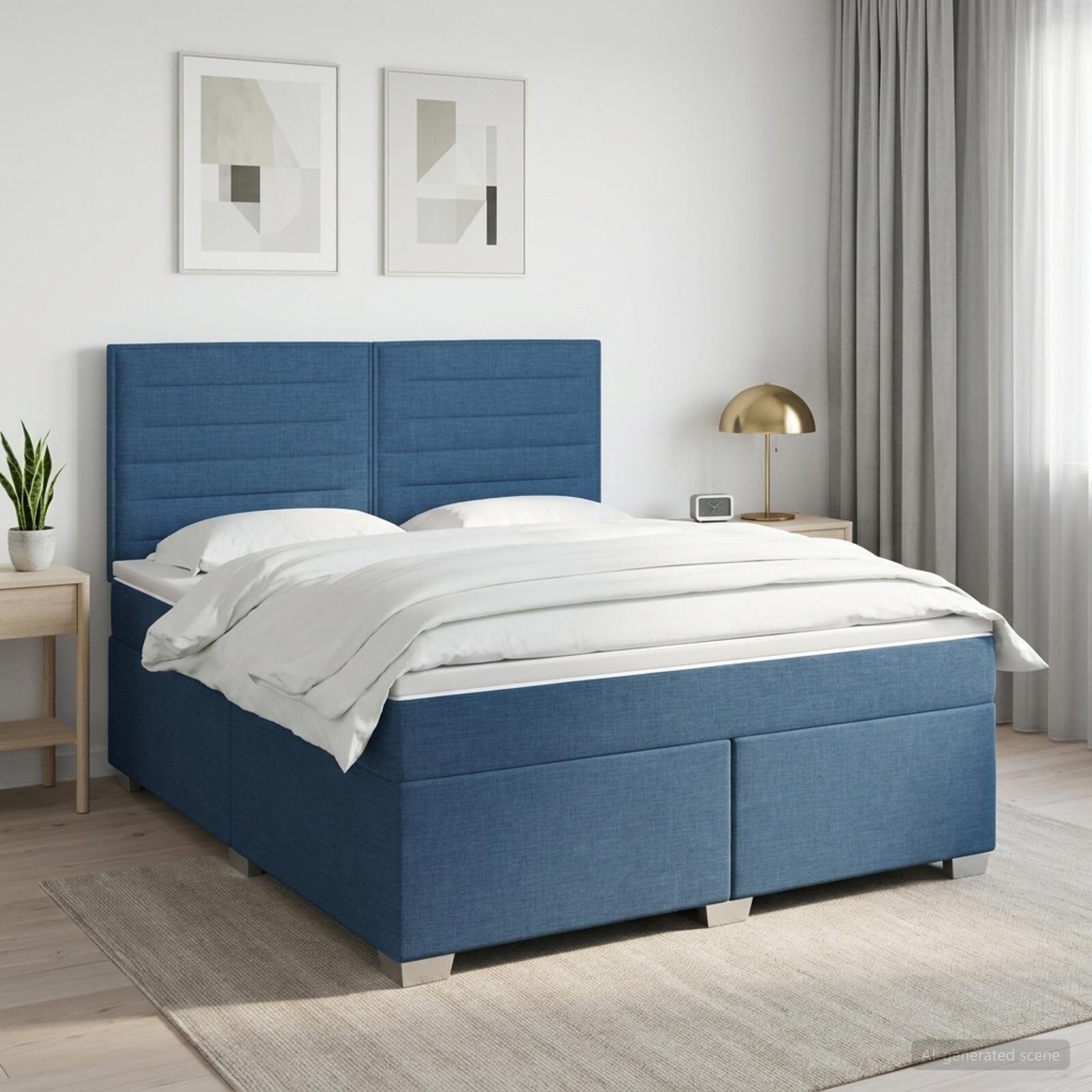 vidaXL Континентално легло с матрак Синьо 180 x 200 cm Текстил