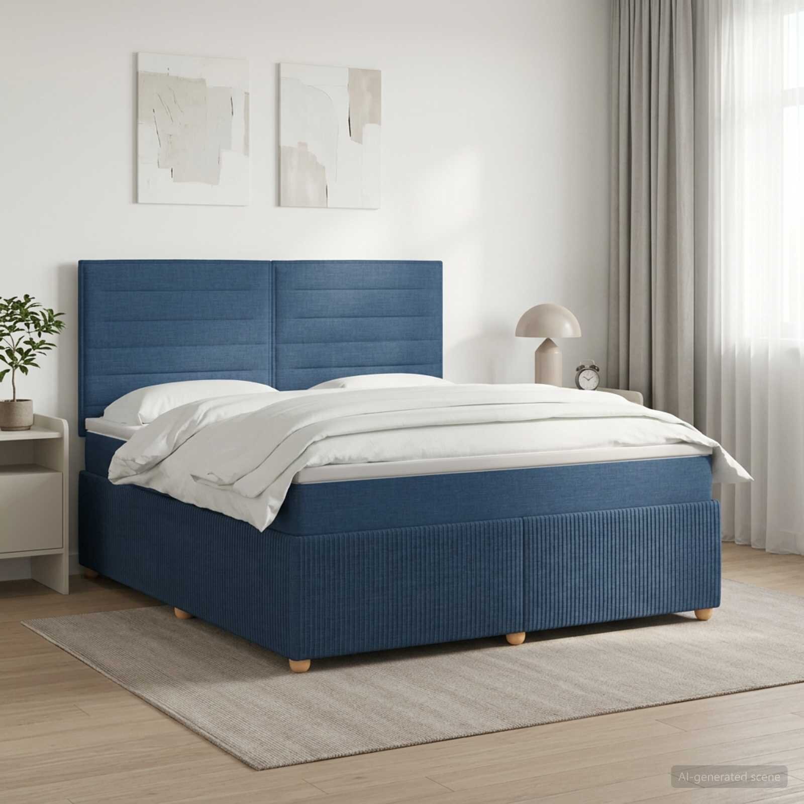 vidaXL Континентално легло с матрак Синьо 180 x 200 cm Текстил