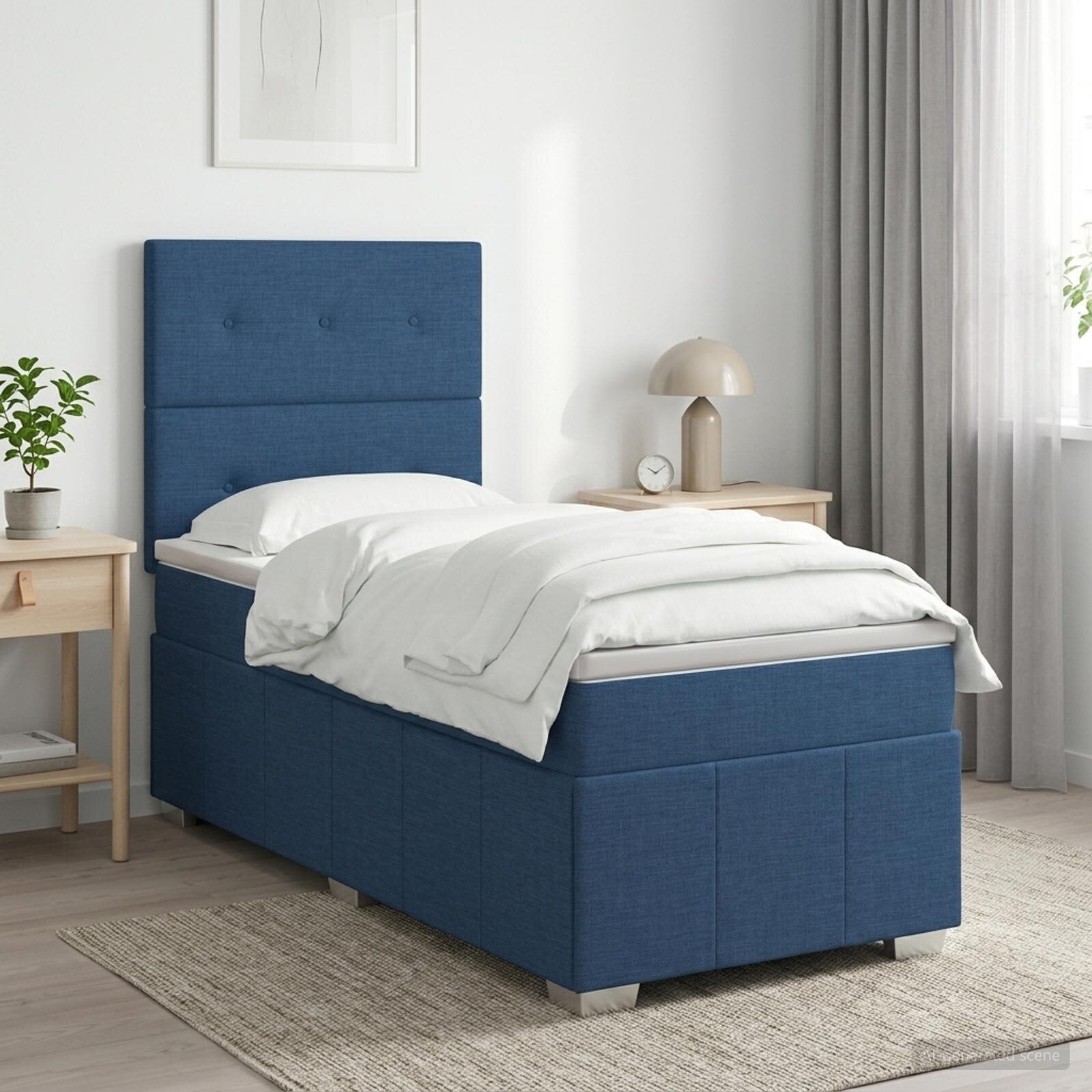 vidaXL Континентално легло с матрак Синьо 90 x 200 cm Текстил