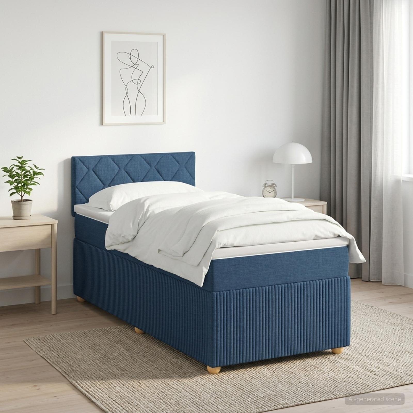 vidaXL Континентално легло с матрак Синьо 90 x 200 cm Текстил