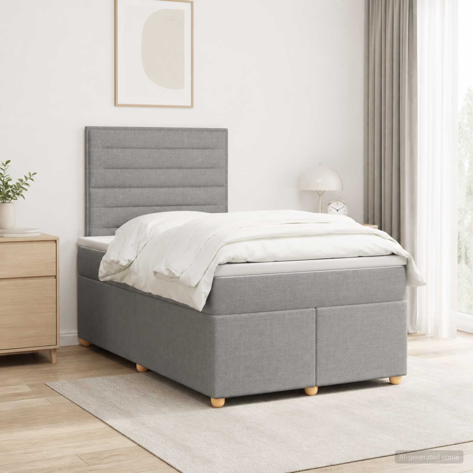vidaXL Континентално легло с матрак Светлосиво 120 x 190 cm Текстил