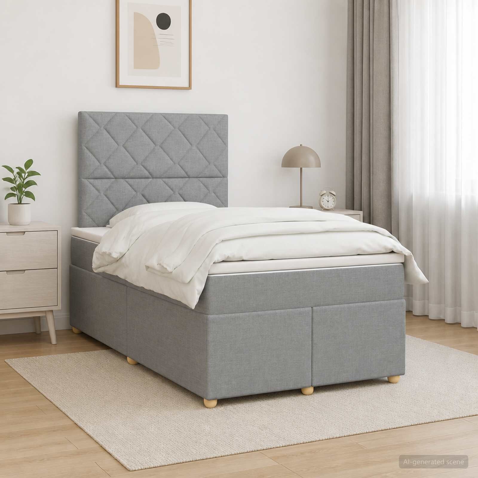 vidaXL Континентално легло с матрак Светлосиво 120 x 190 cm Текстил