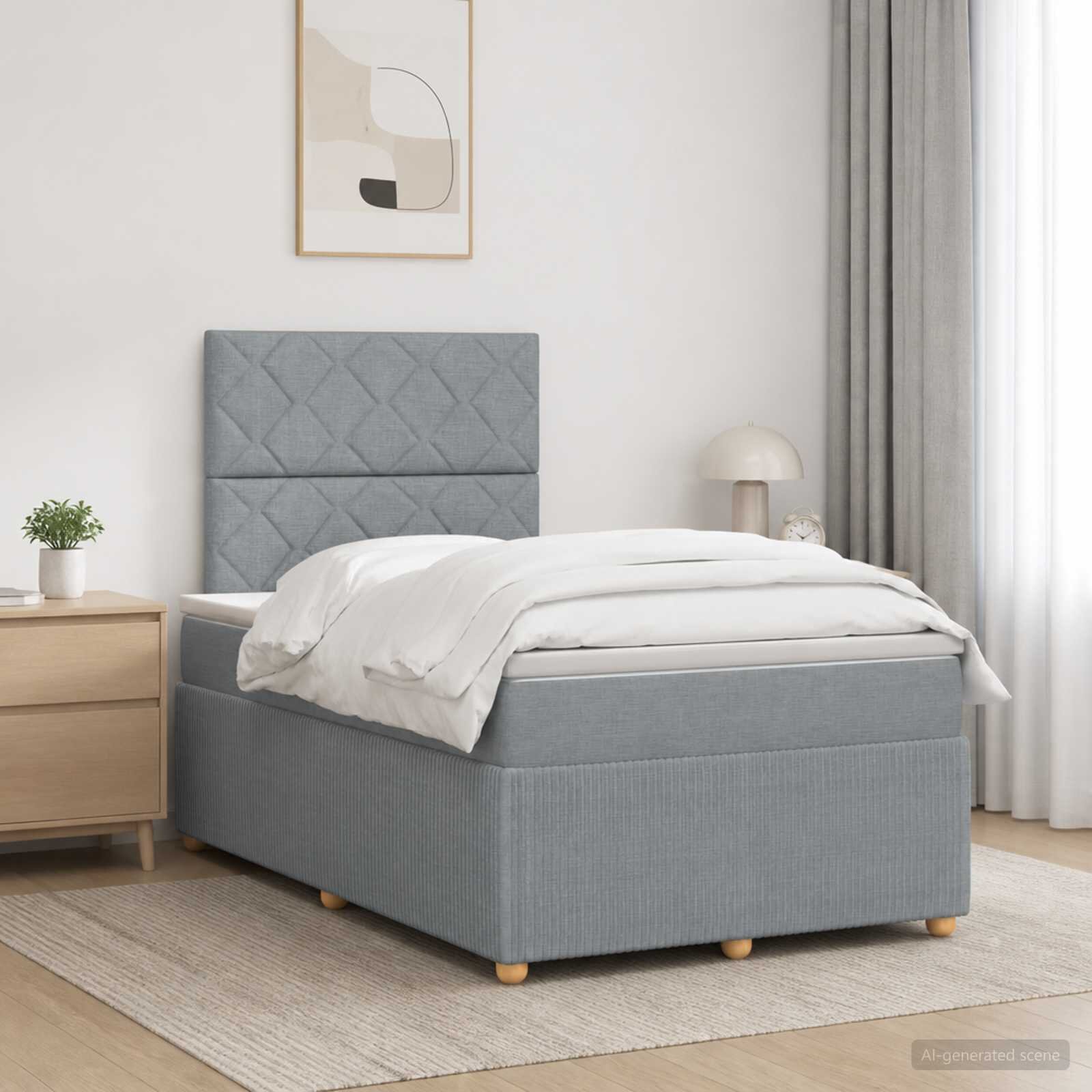 vidaXL Континентално легло с матрак Светлосиво 120 x 190 cm Текстил