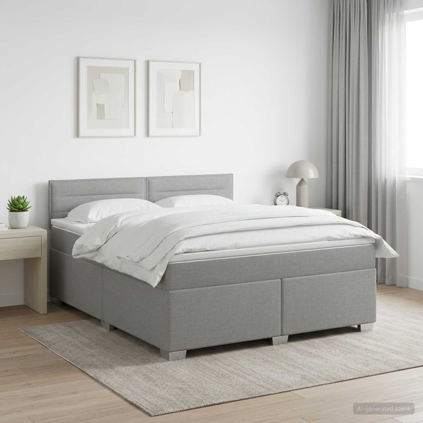 vidaXL Континентално легло с матрак Светлосиво 140 x 190 cm Текстил