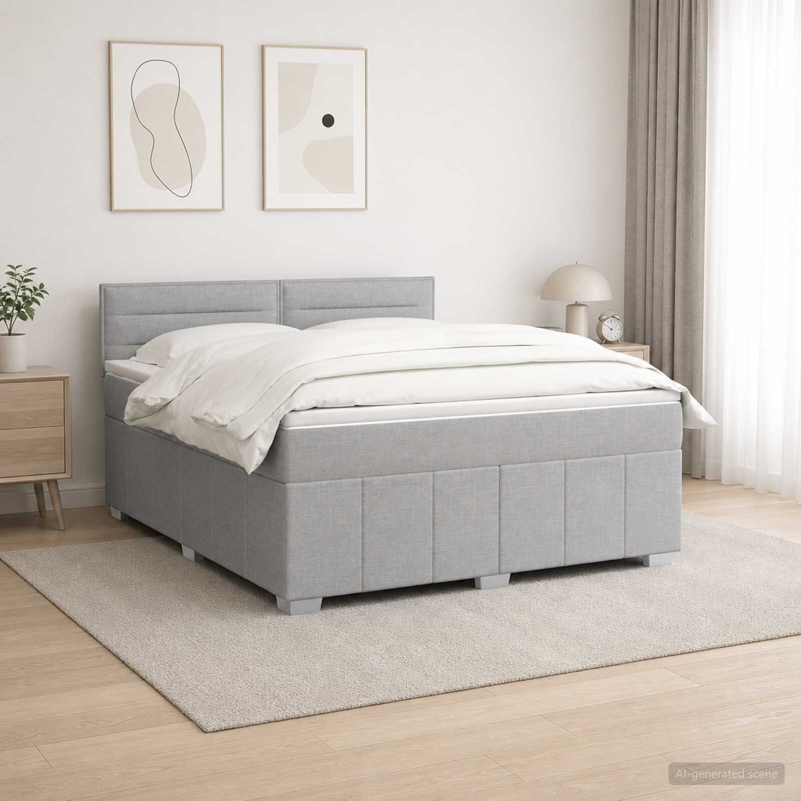vidaXL Континентално легло с матрак Светлосиво 140 x 190 cm Текстил