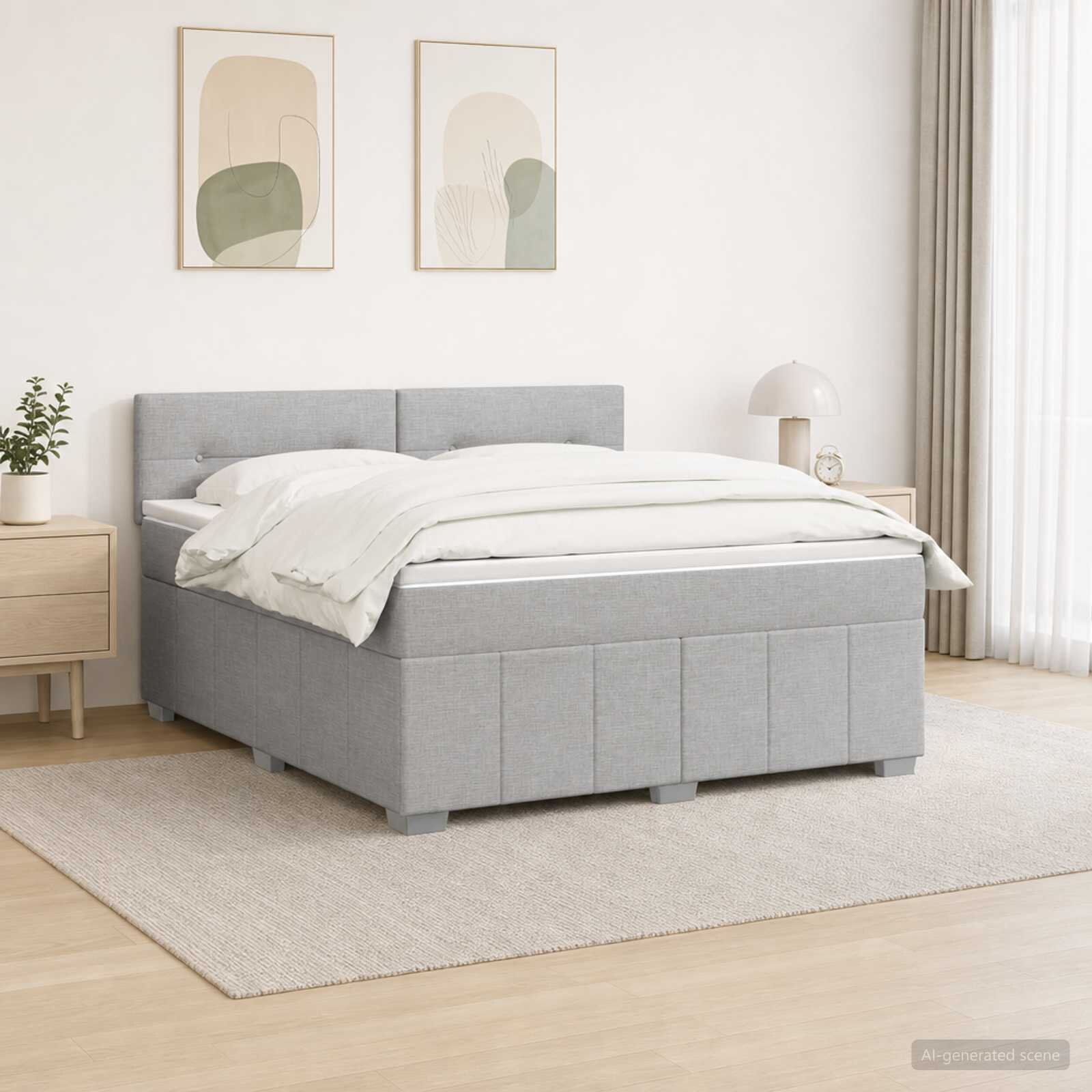 vidaXL Континентално легло с матрак Светлосиво 140 x 190 cm Текстил