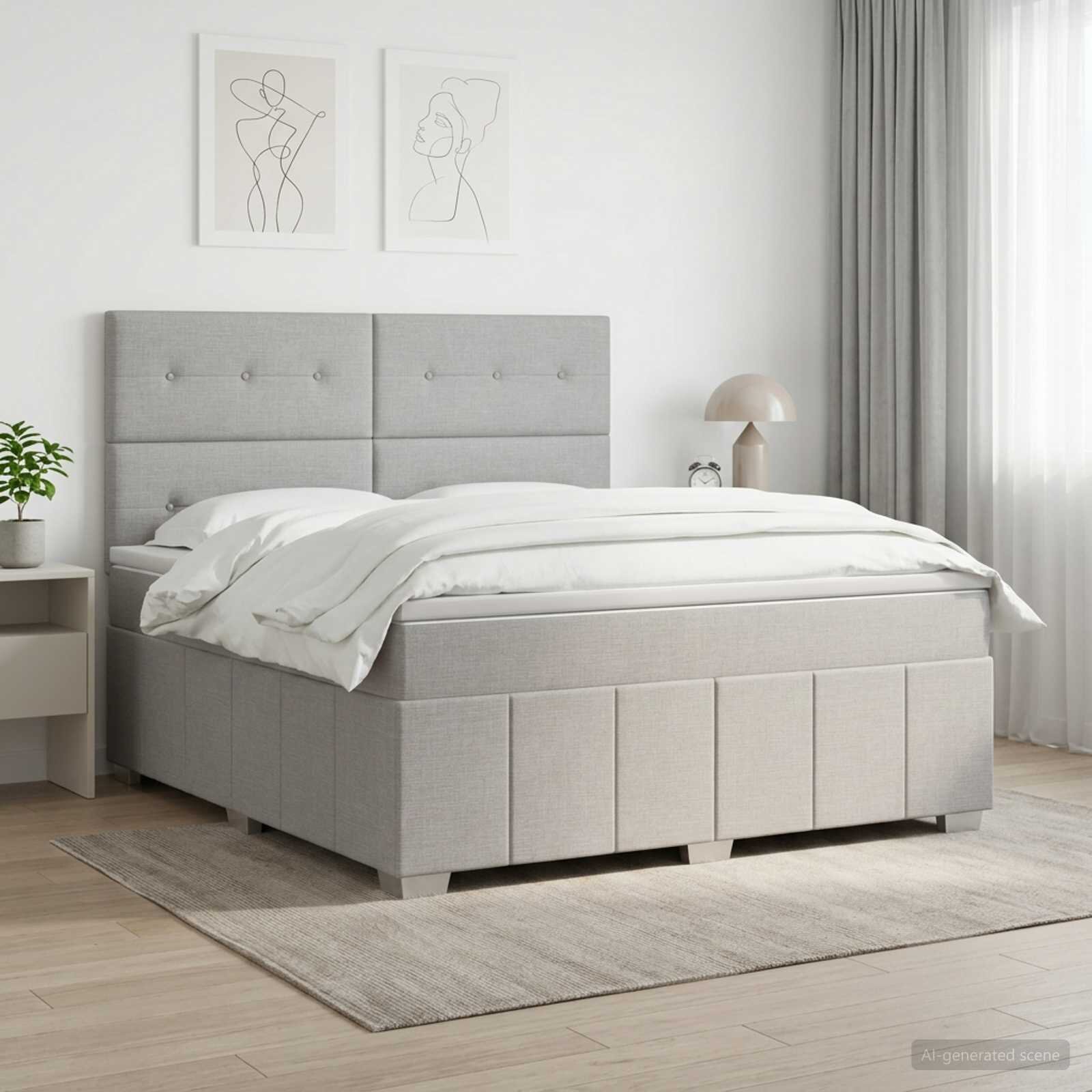 vidaXL Континентално легло с матрак Светлосиво 140 x 190 cm Текстил