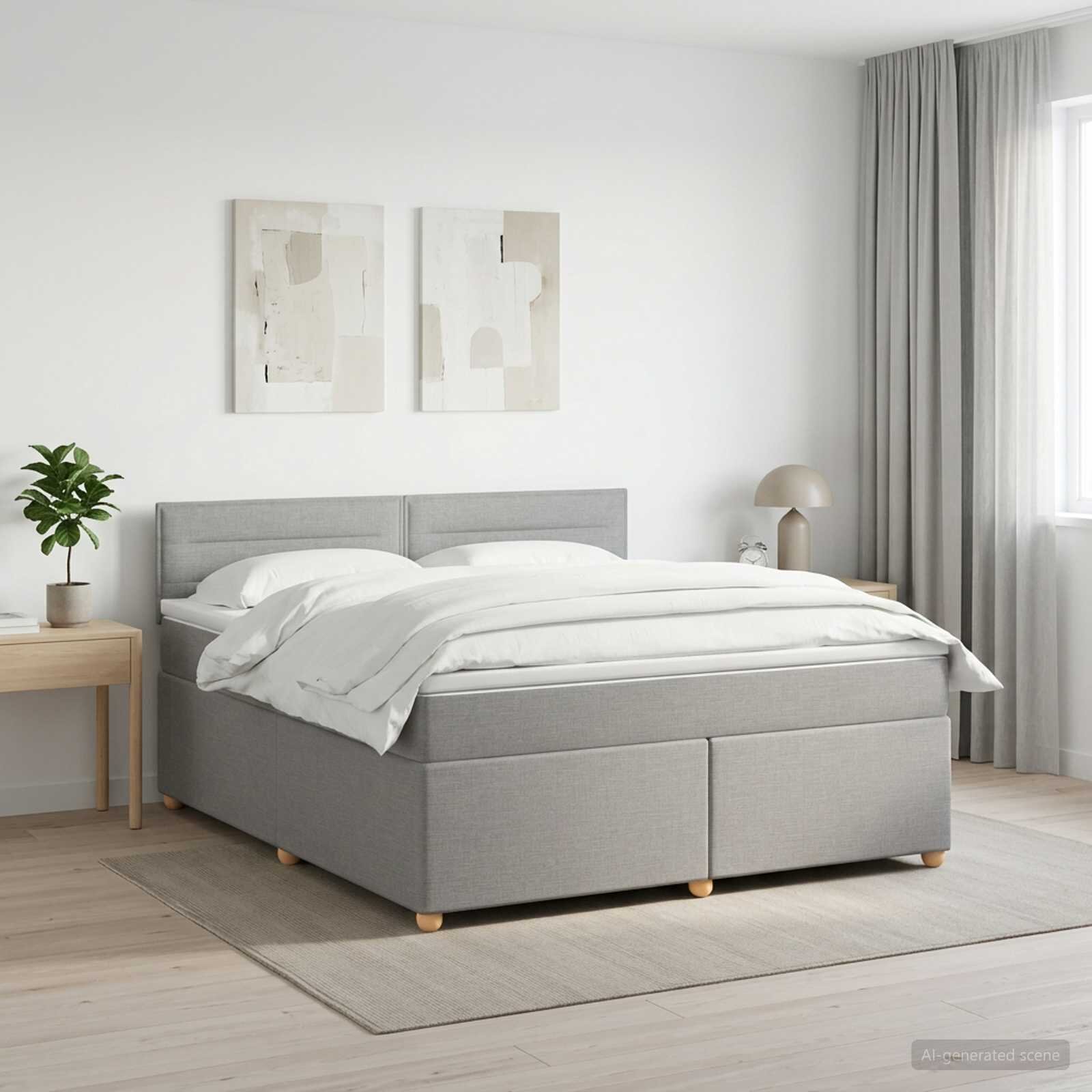 vidaXL Континентално легло с матрак Светлосиво 140 x 190 cm Текстил