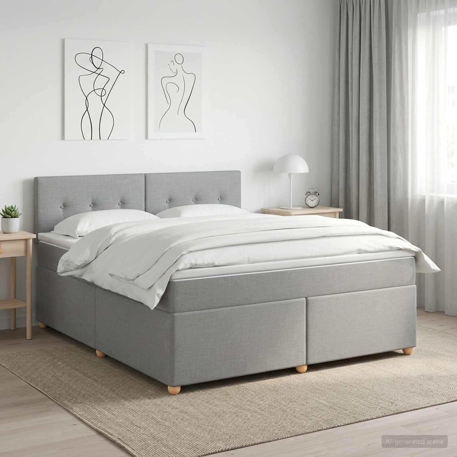 vidaXL Континентално легло с матрак Светлосиво 140 x 190 cm Текстил